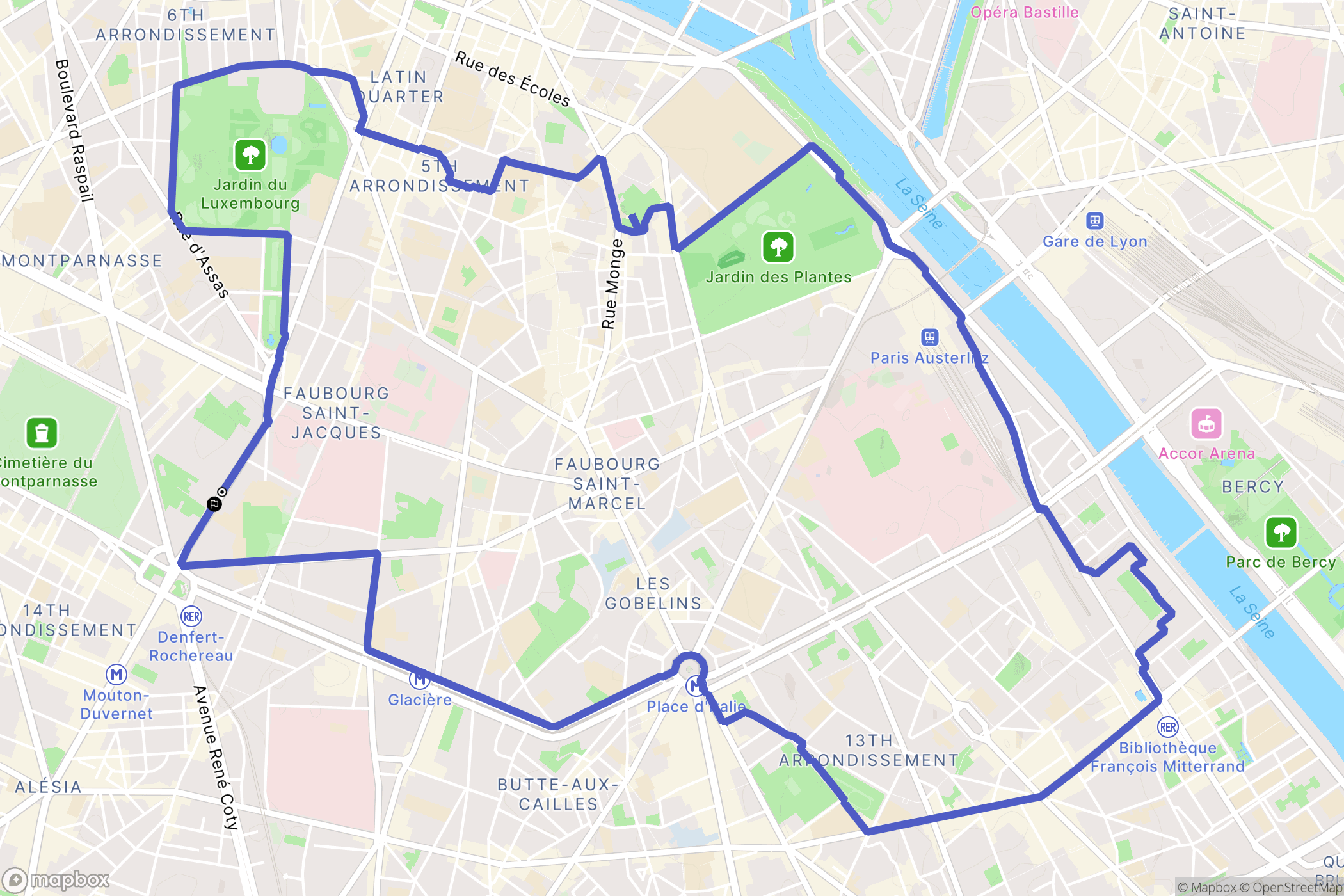 Paris : carte du parcours de randonnée - France