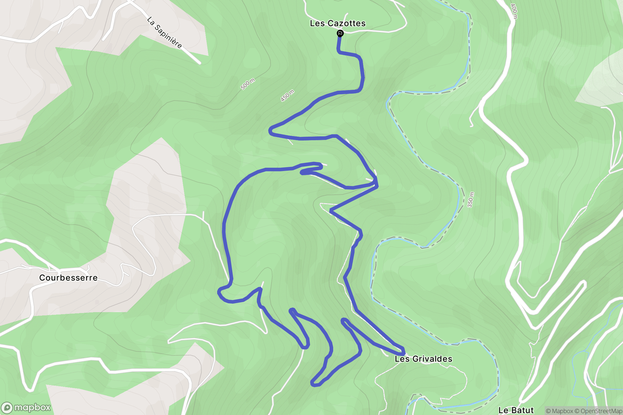 Ladinhac : carte du parcours de randonnée - France