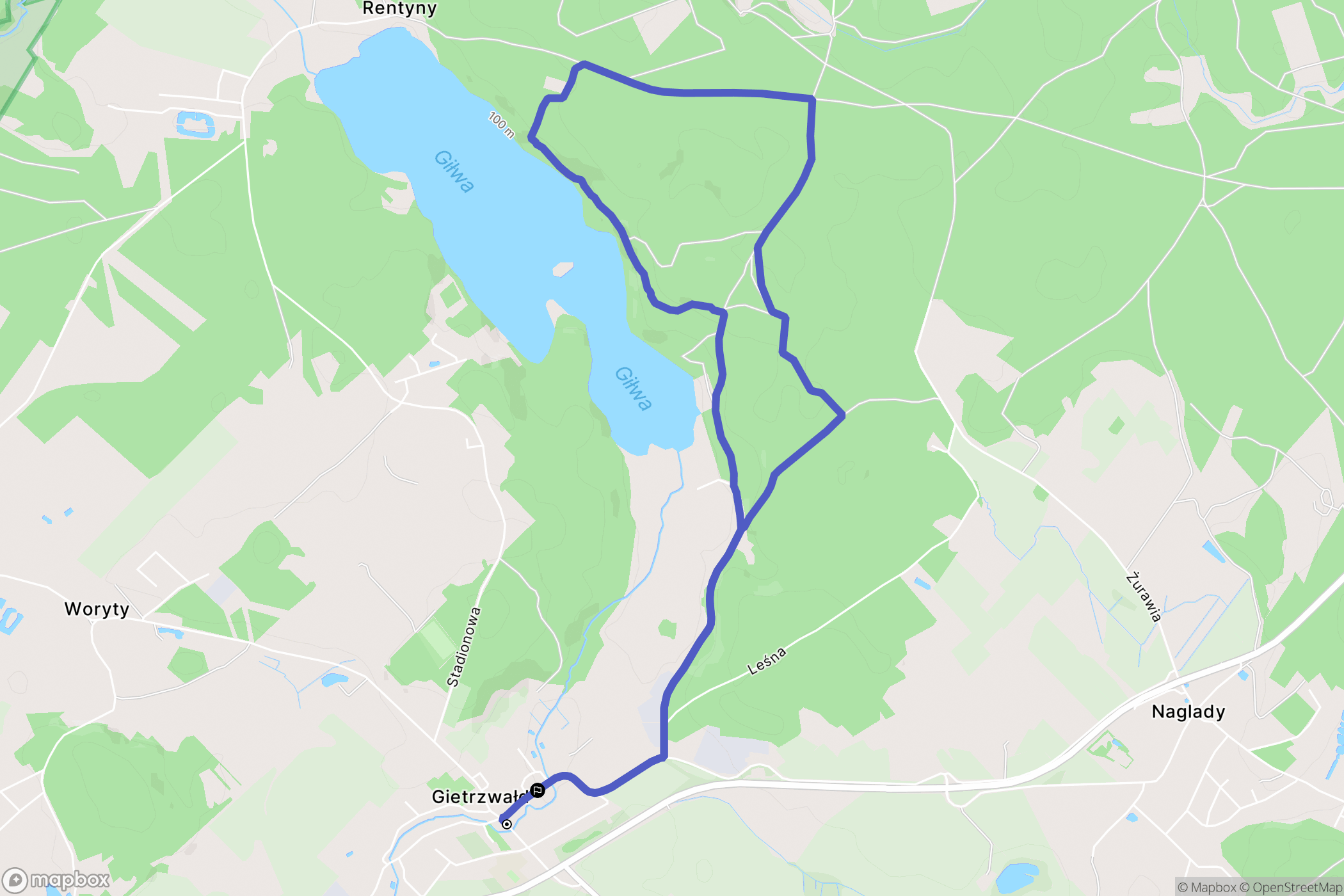 Gietrzwałd: mapa trasy - Poland