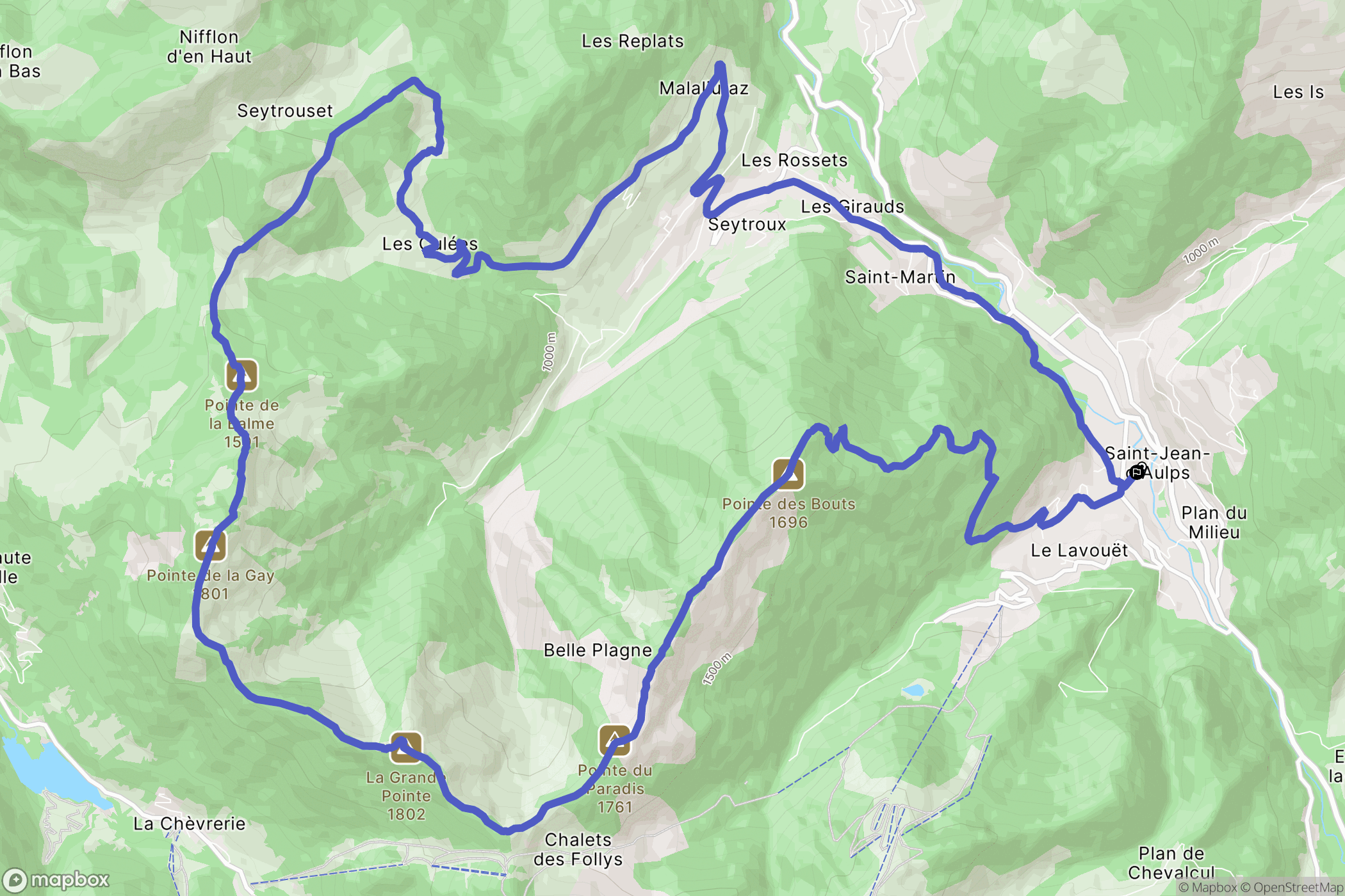 Saint-Jean-d'Aulps : carte du parcours de randonnée - France