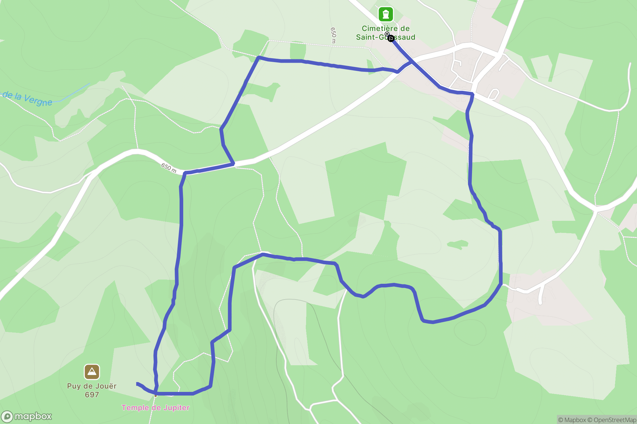 Saint-Goussaud : carte du parcours de randonnée - France