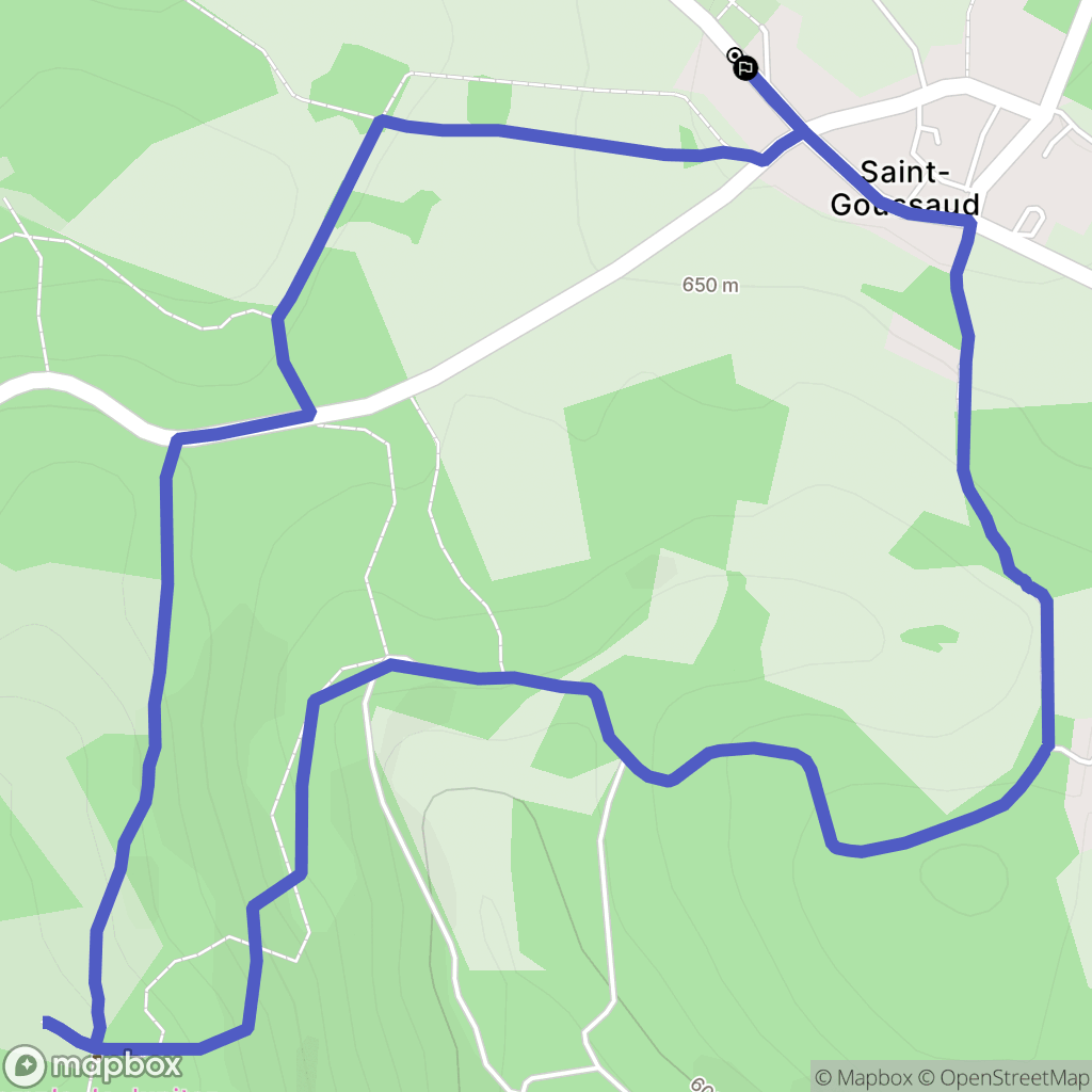 Saint-Goussaud : carte du parcours de randonnée - France