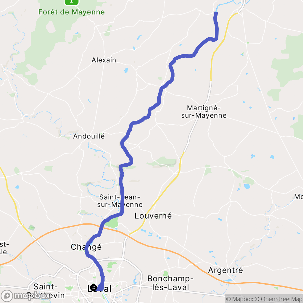 Laval : carte du parcours de randonnée - France