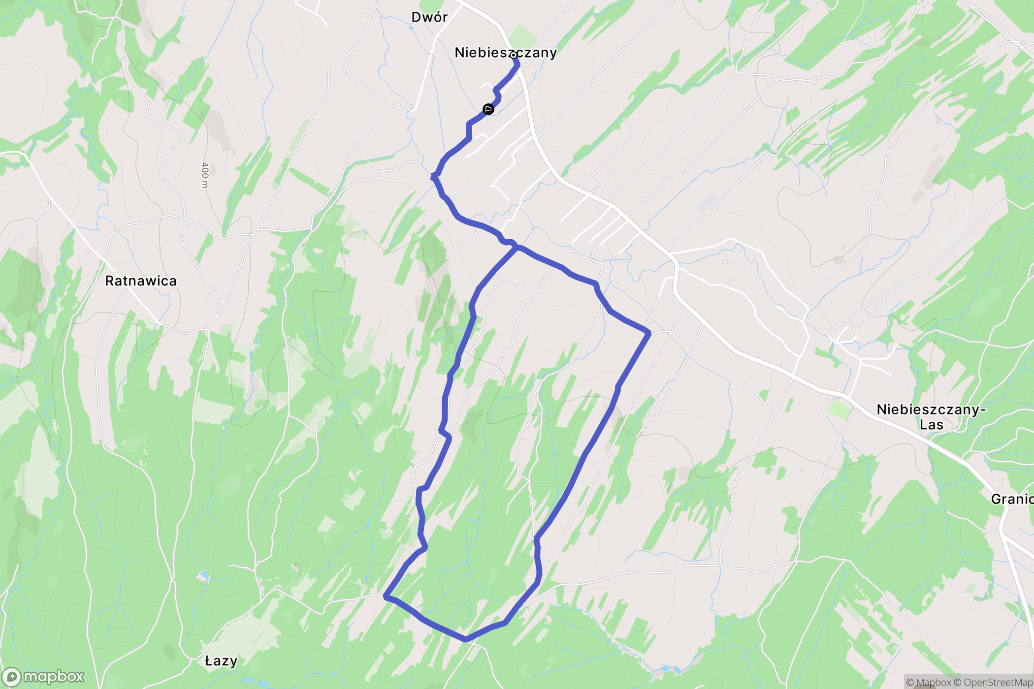 Niebieszczany: mapa trasy - Poland