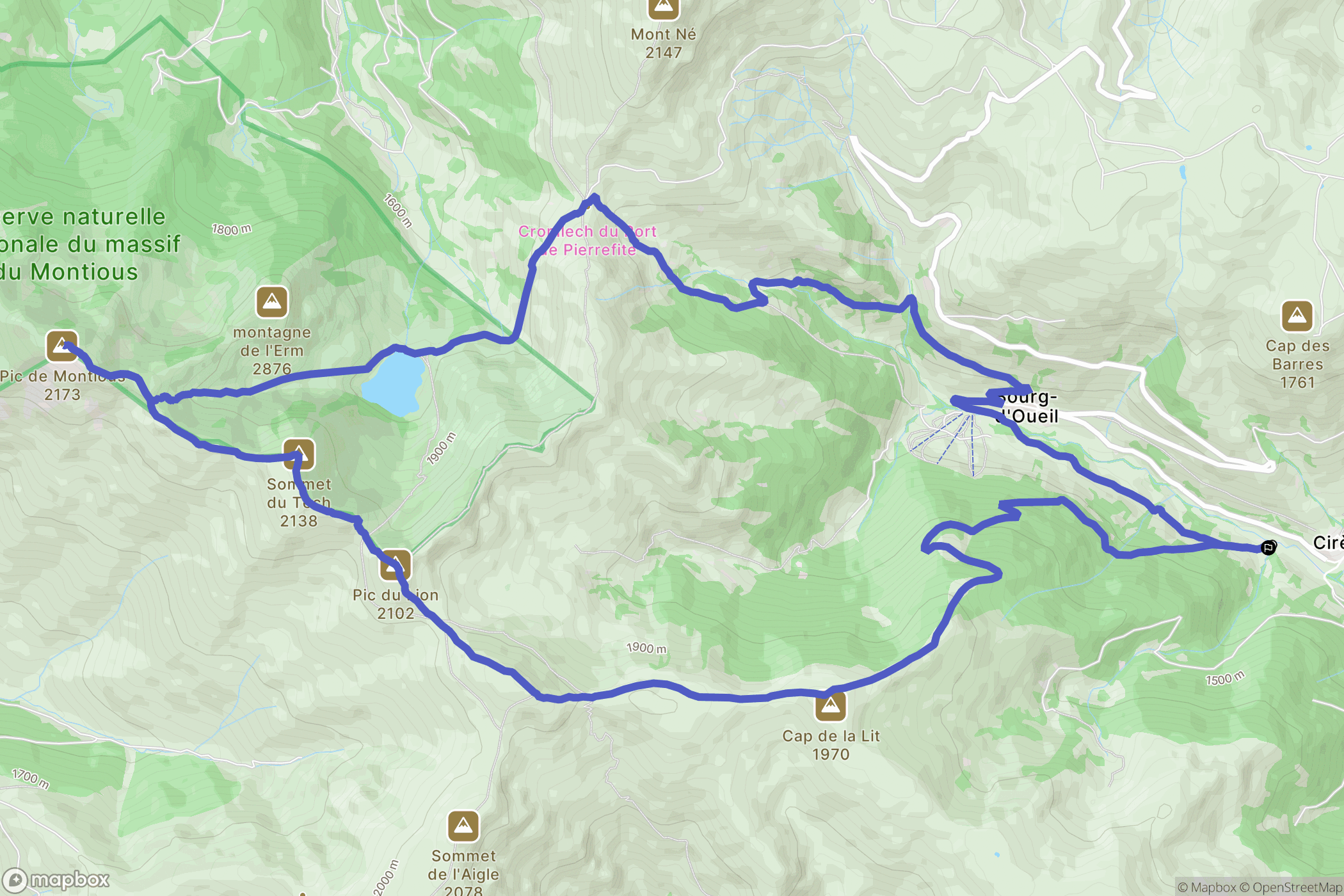 Cirès : carte du parcours de randonnée - France