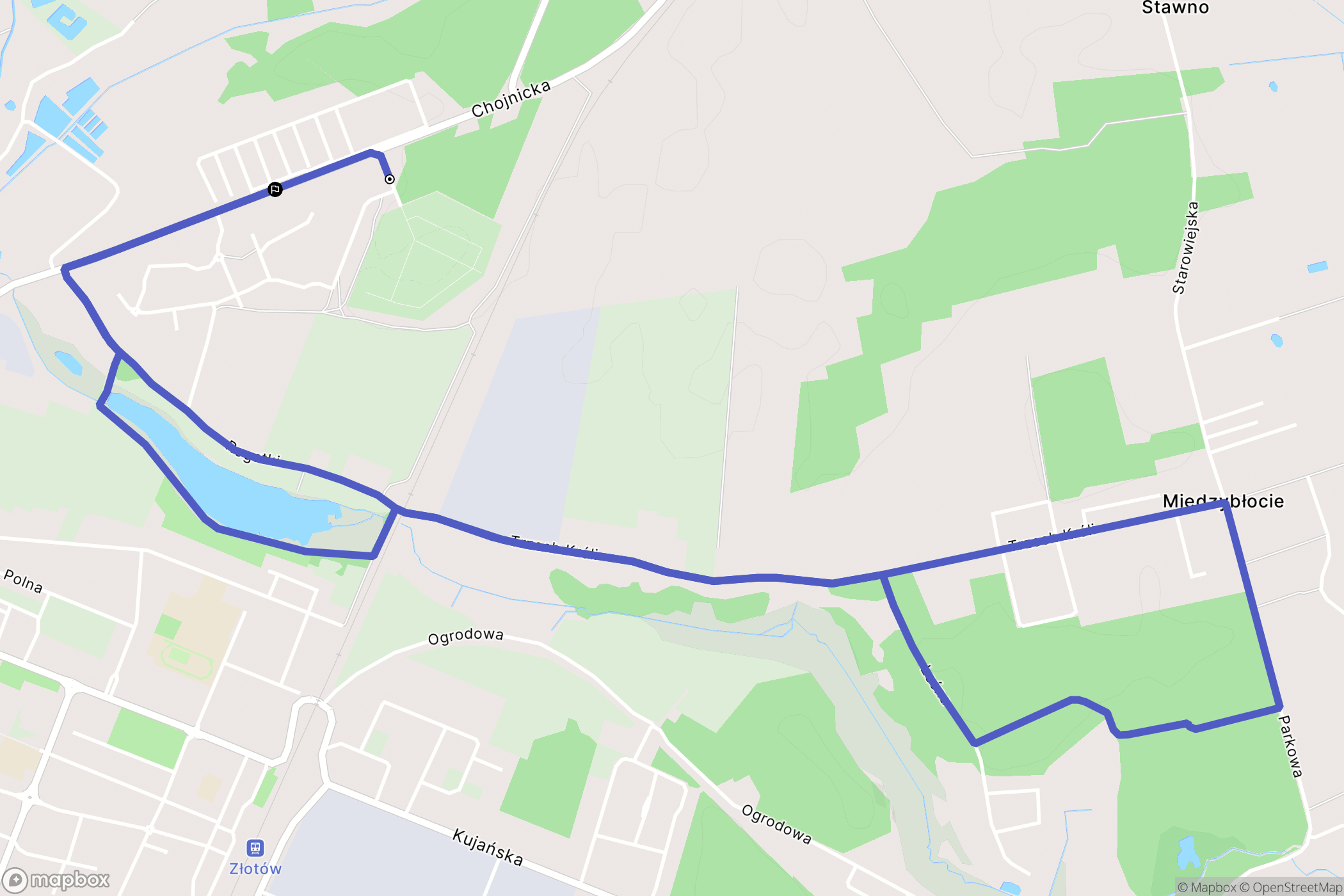 Złotów: mapa trasy - Poland