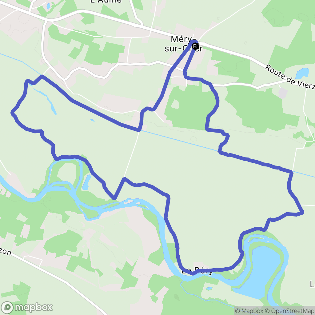 Méry-sur-Cher : carte du parcours de randonnée - France