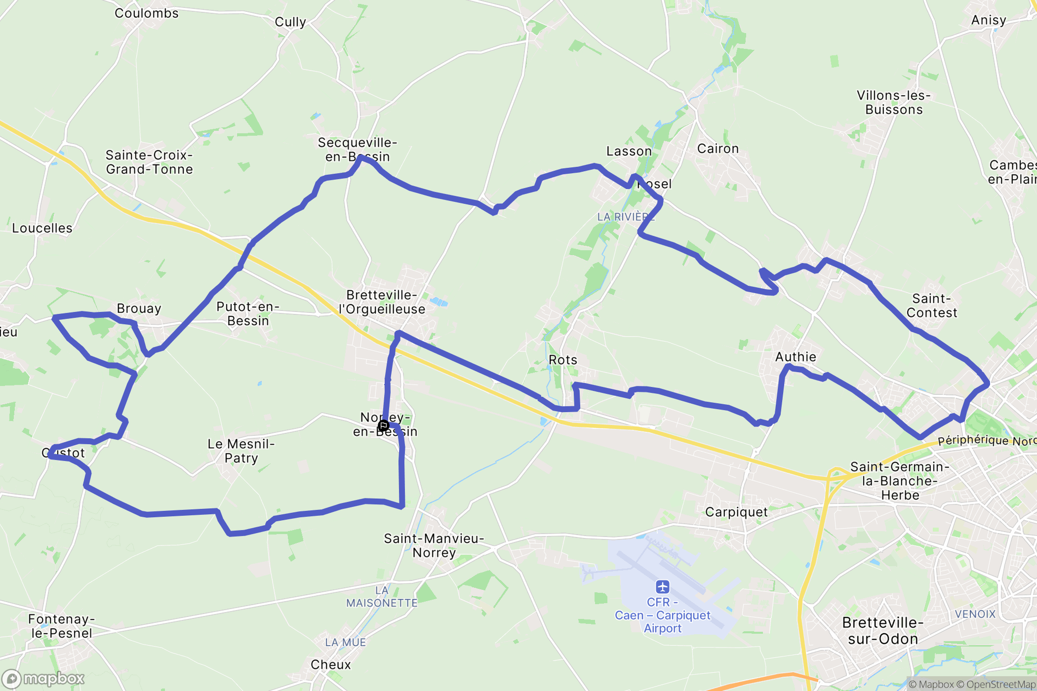 Saint-Manvieu-Norrey : carte du parcours de randonnée - France