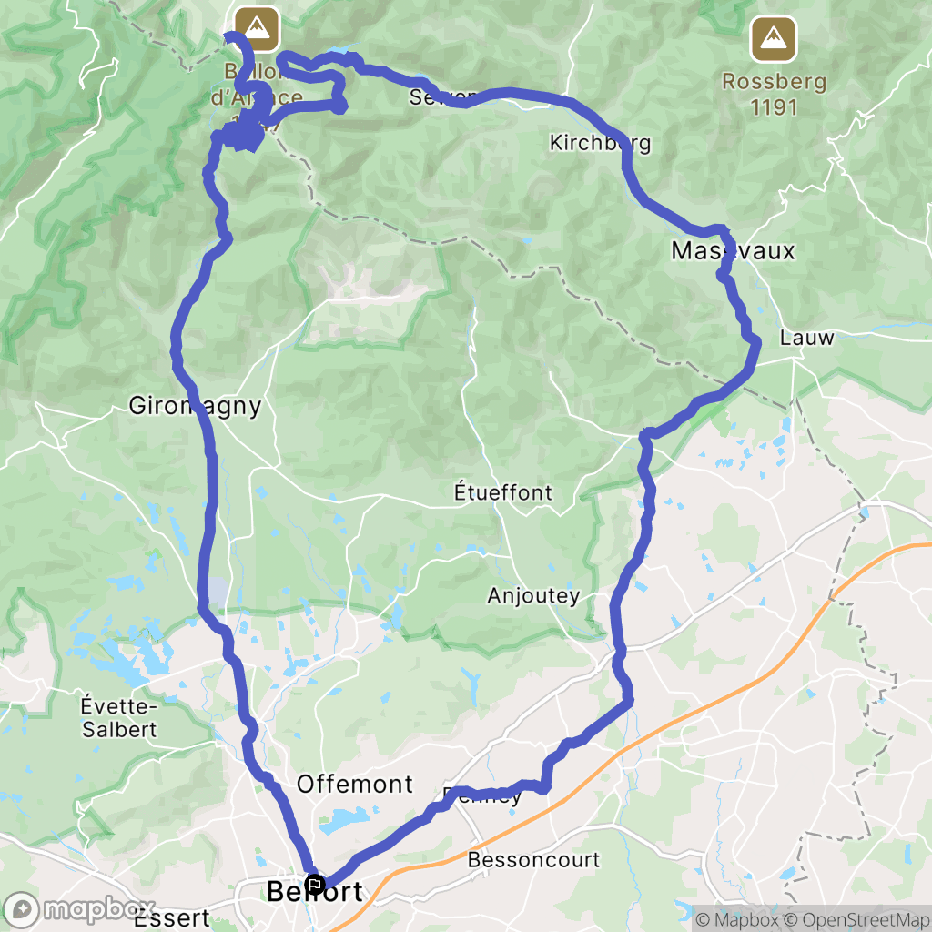 Belfort : carte du parcours de randonnée - France