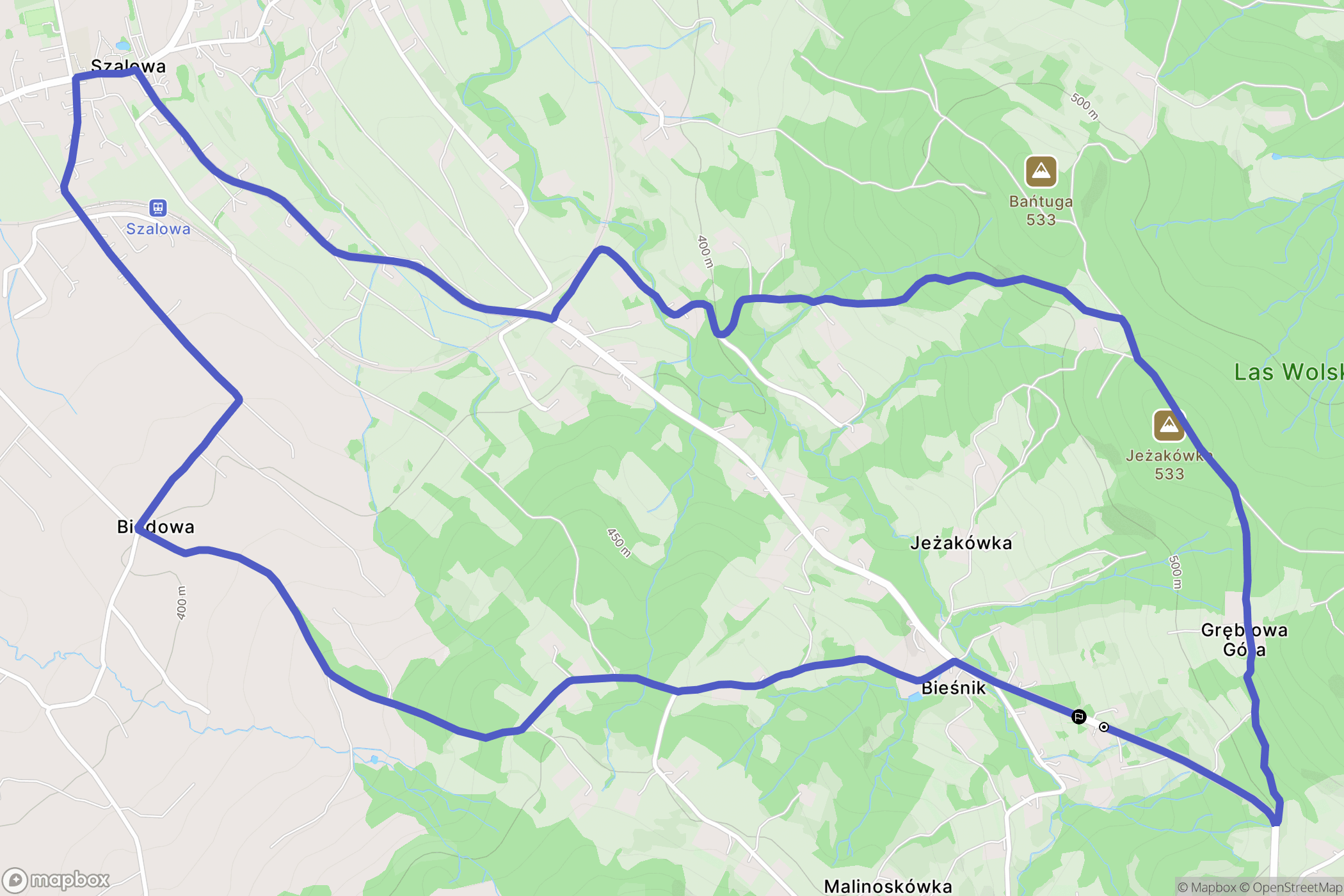 Bieśnik: mapa trasy - Poland