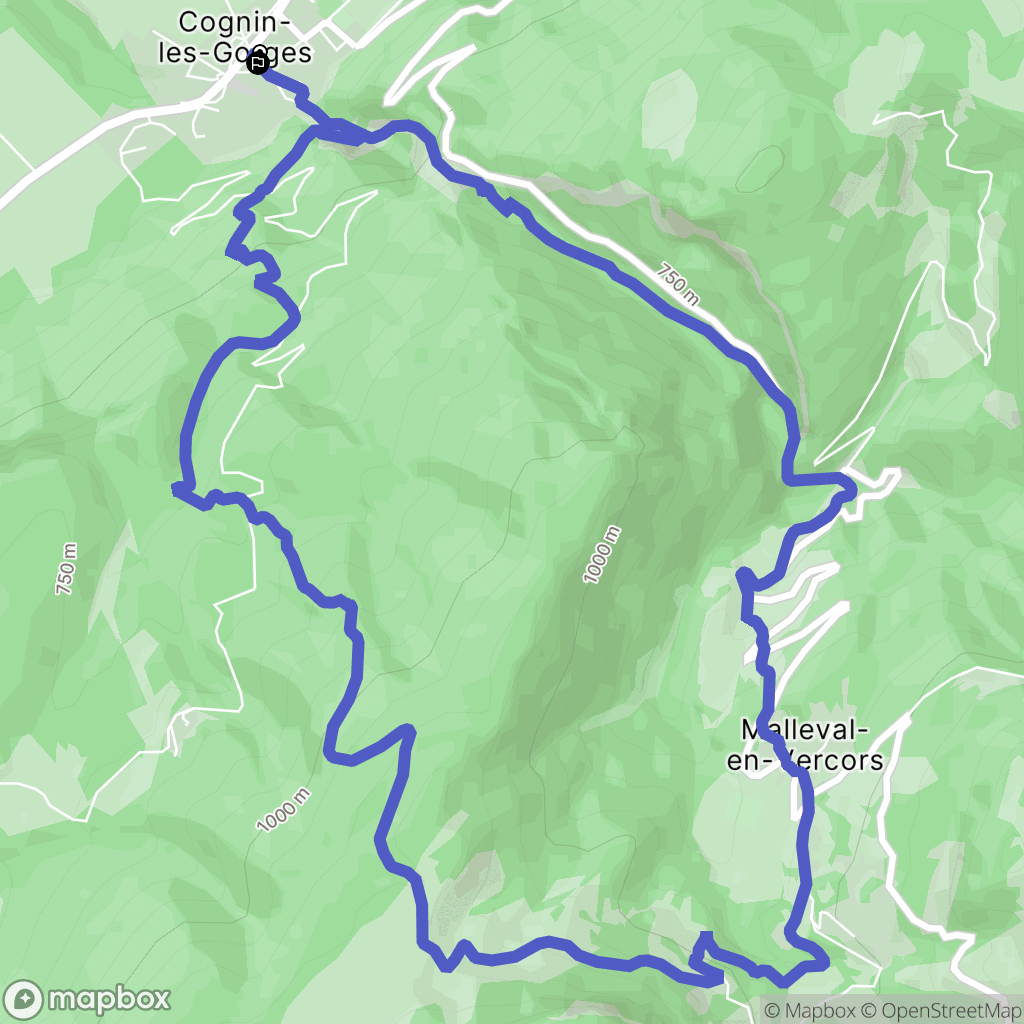 Cognin-les-Gorges : carte du parcours de randonnée - France