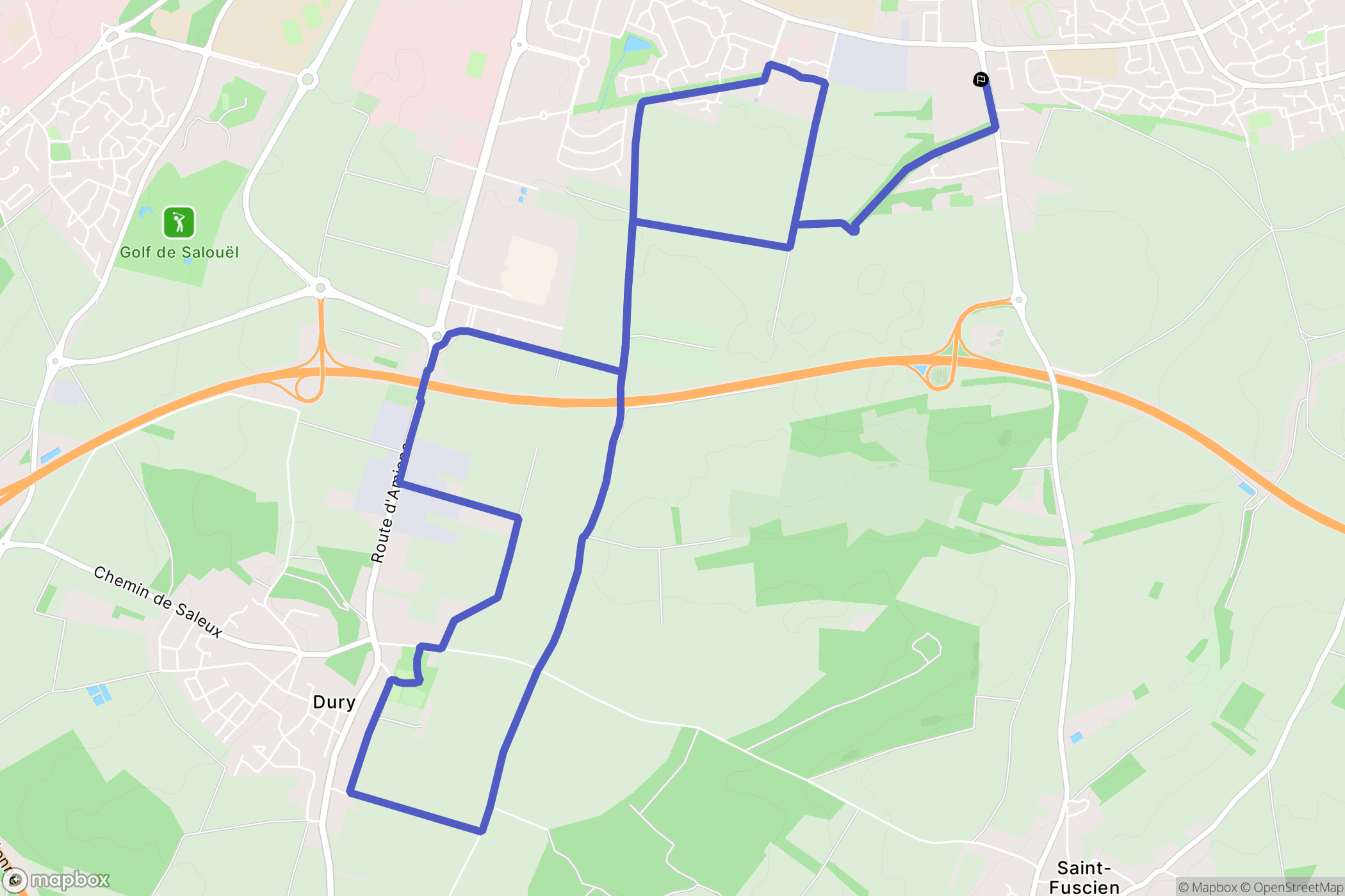 Amiens : carte du parcours de randonnée - France