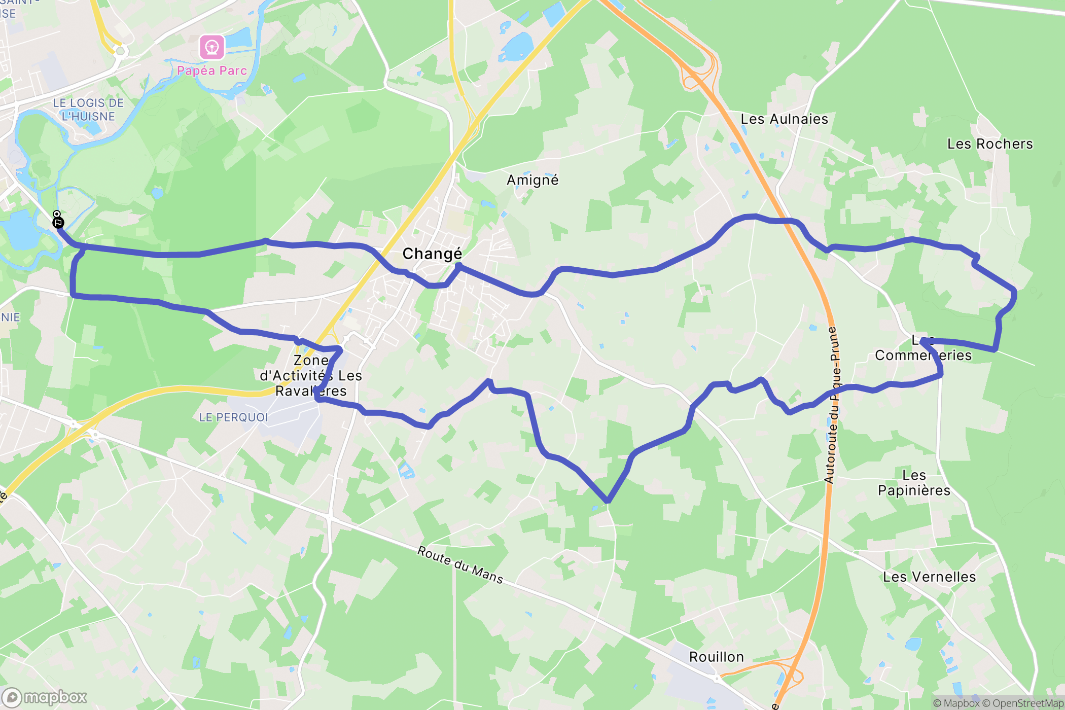 Le Mans : carte du parcours de randonnée - France