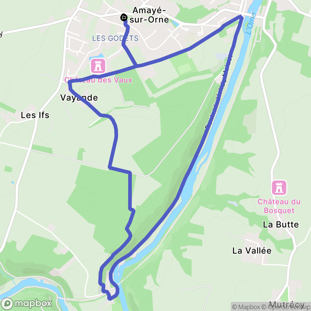 Amayé-sur-Orne : carte du parcours de randonnée - France
