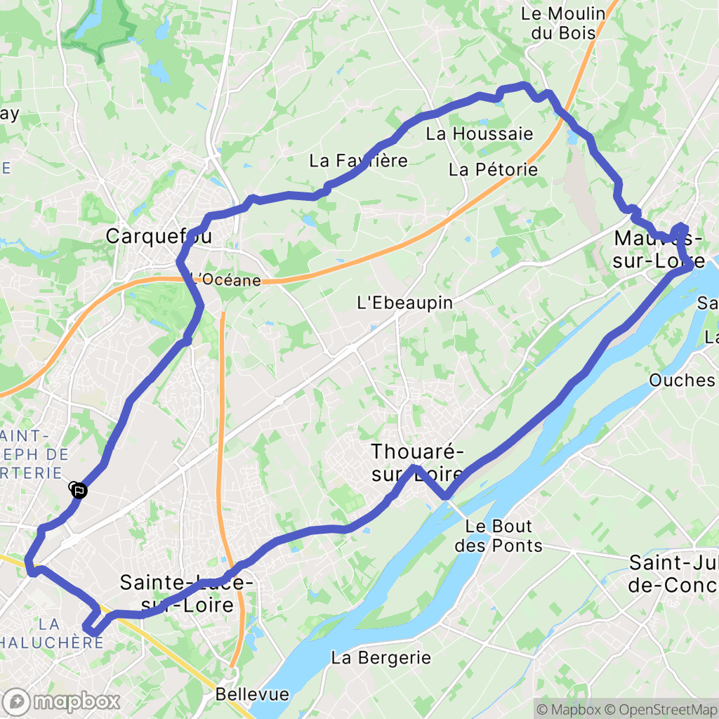 Nantes : carte du parcours de randonnée - France