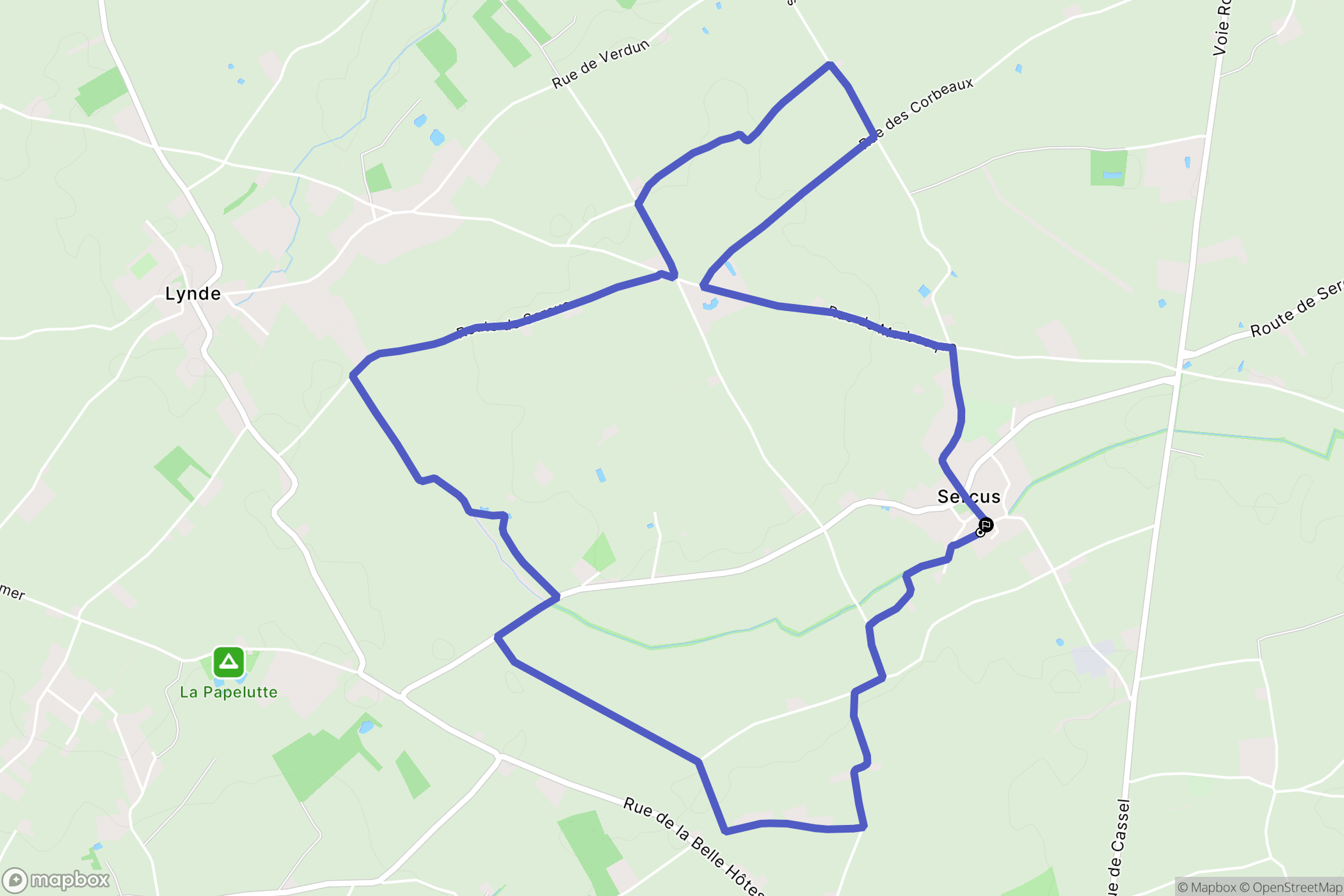 Sercus : carte du parcours de randonnée - France