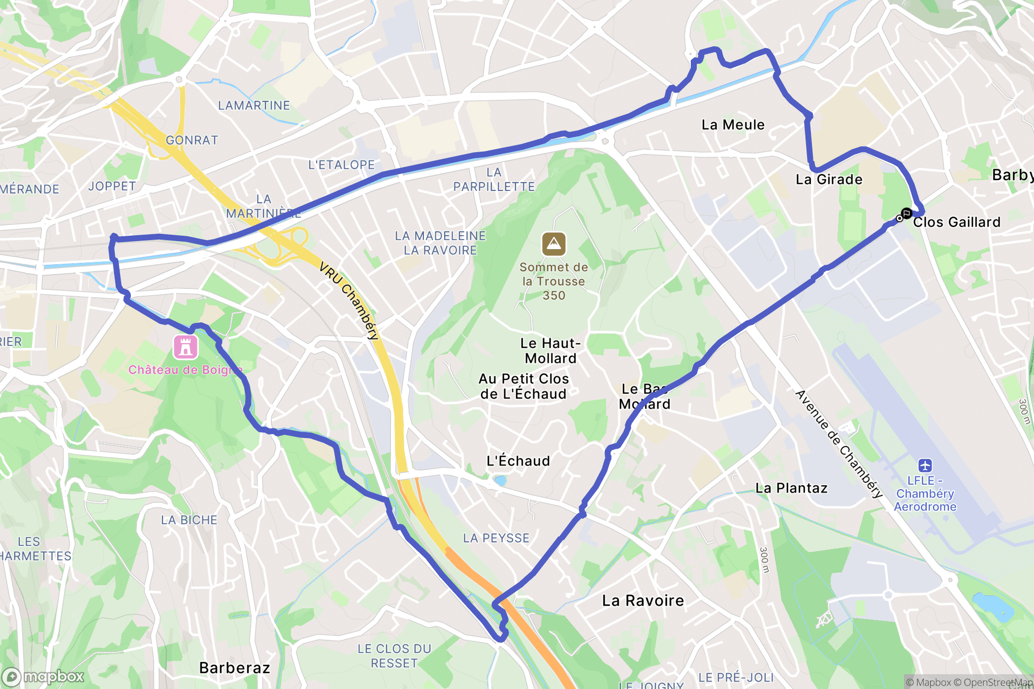 Barby : carte du parcours de randonnée - France