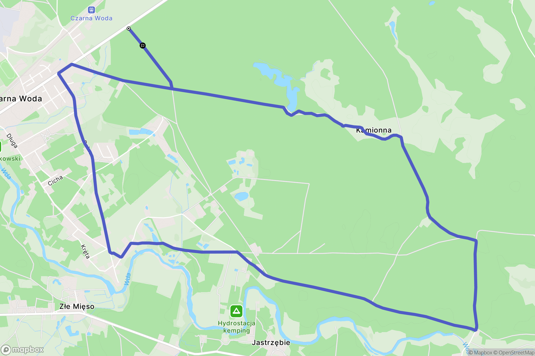 Czarna Woda: mapa trasy - Poland