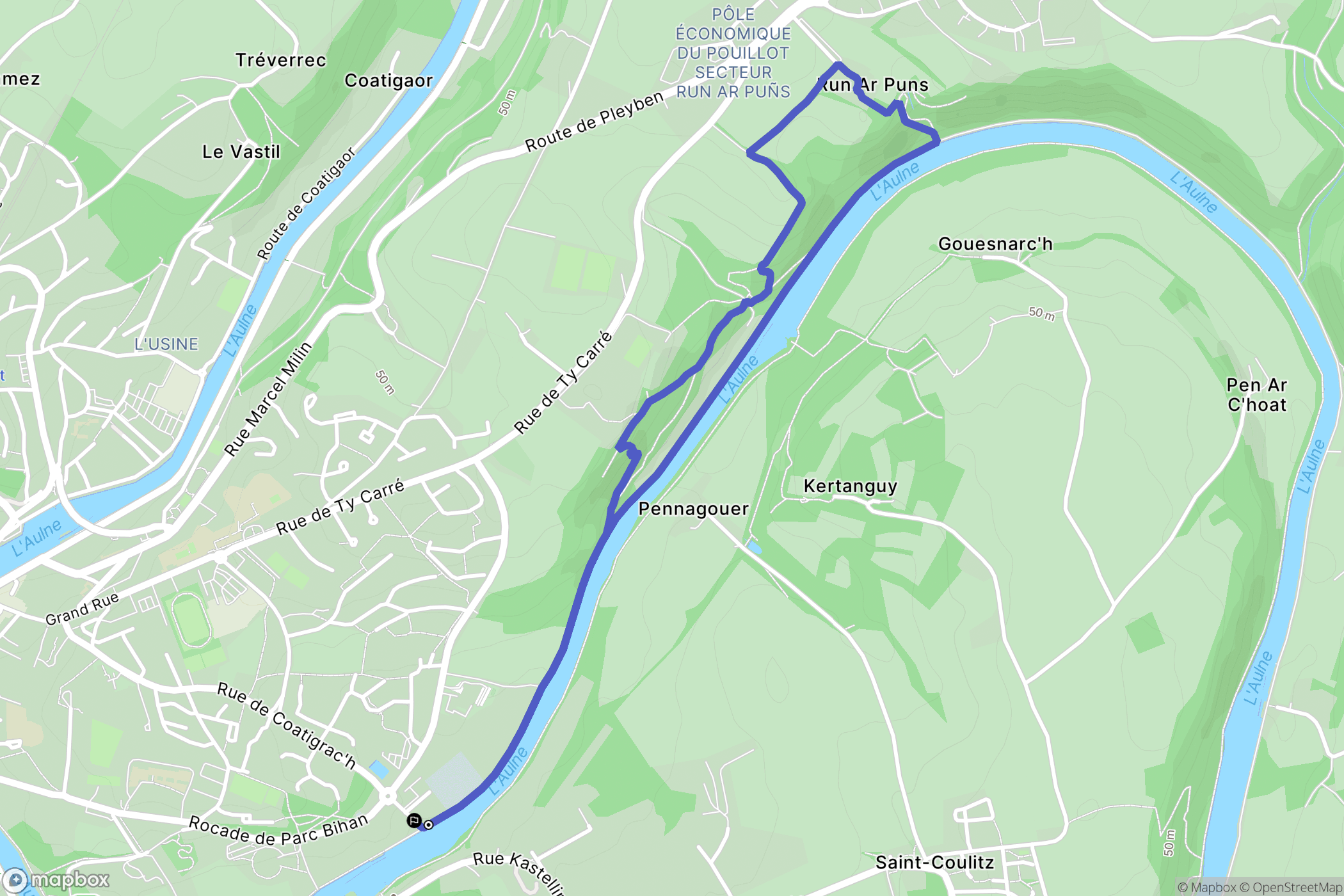 Chateaulin : carte du parcours de randonnée - France
