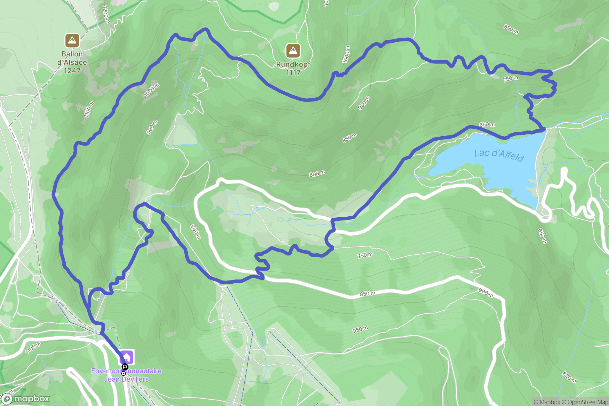 Lepuix : carte du parcours de randonnée - France