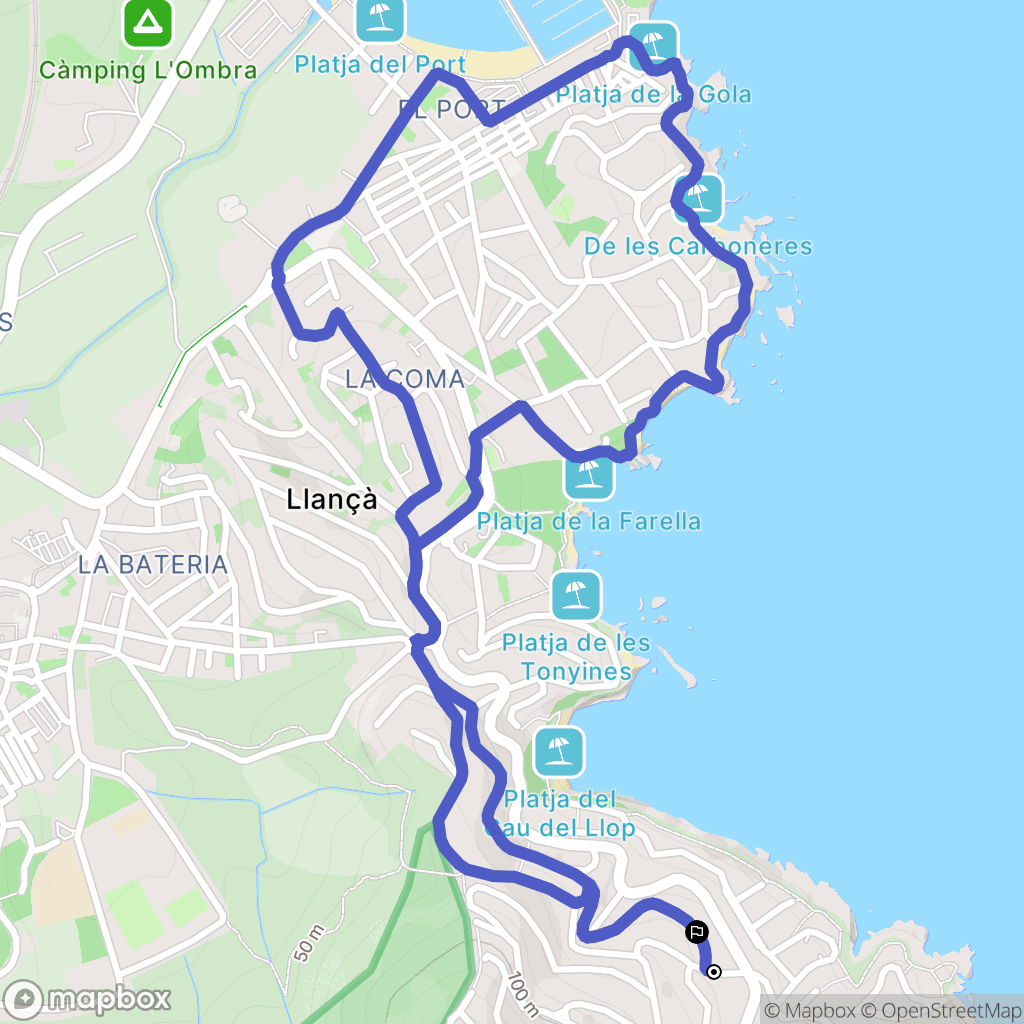 Llançà : carte du parcours de randonnée - Spain