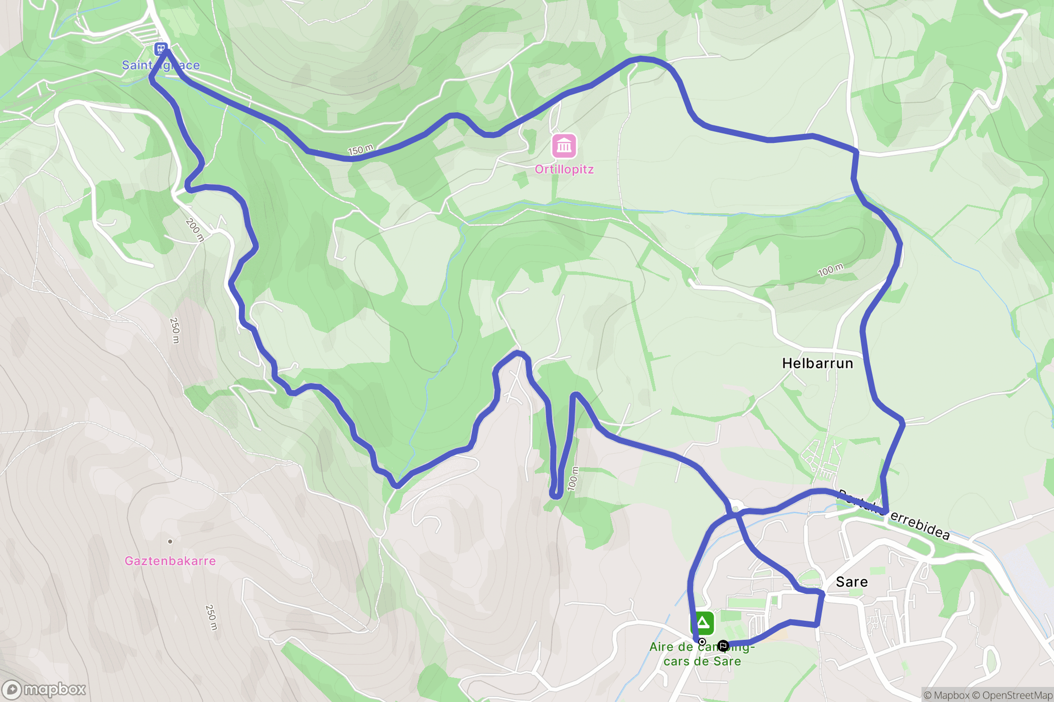 Sare : carte du parcours de randonnée - France