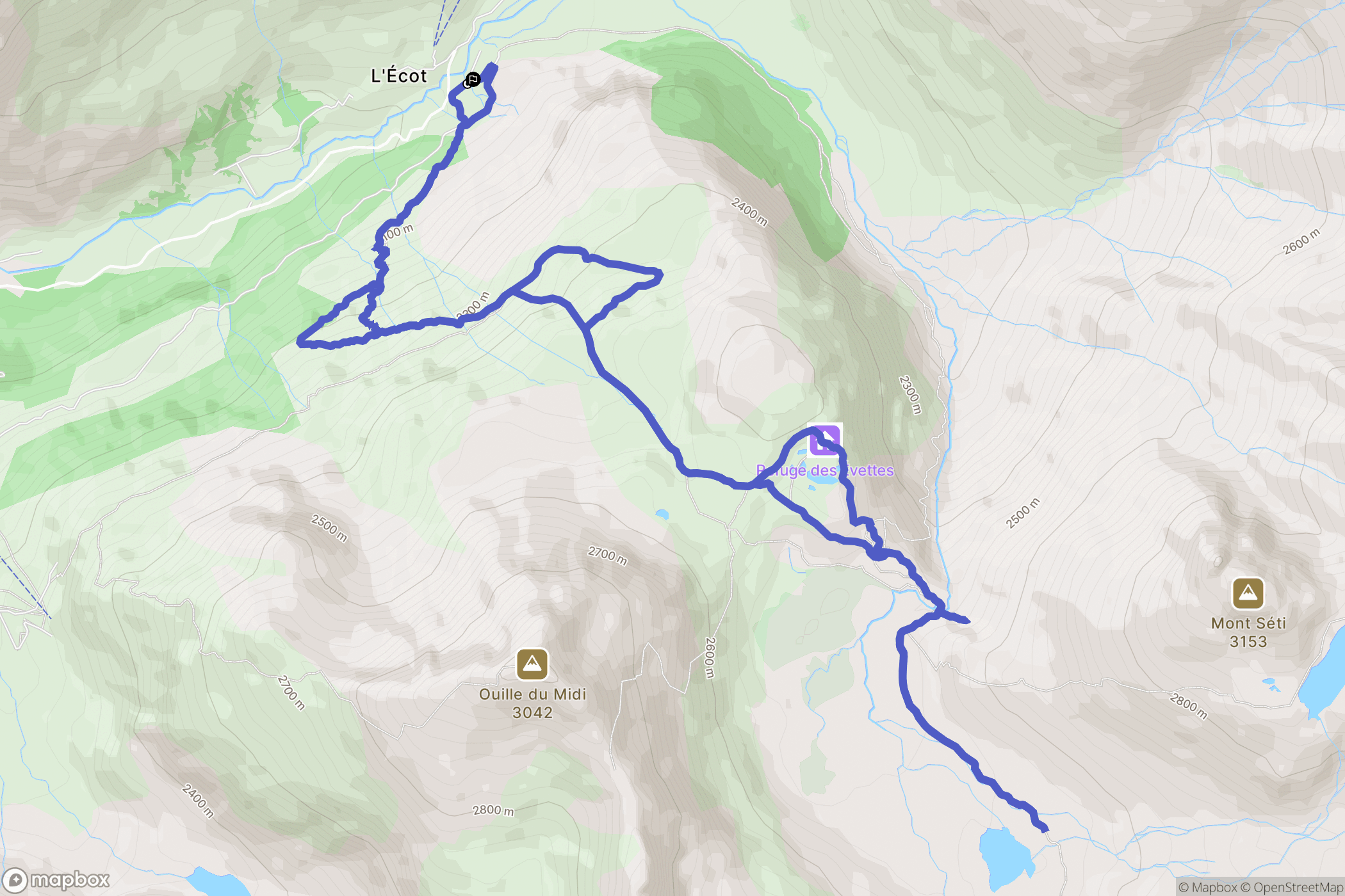 Bonneval-sur-Arc : carte du parcours de randonnée - France