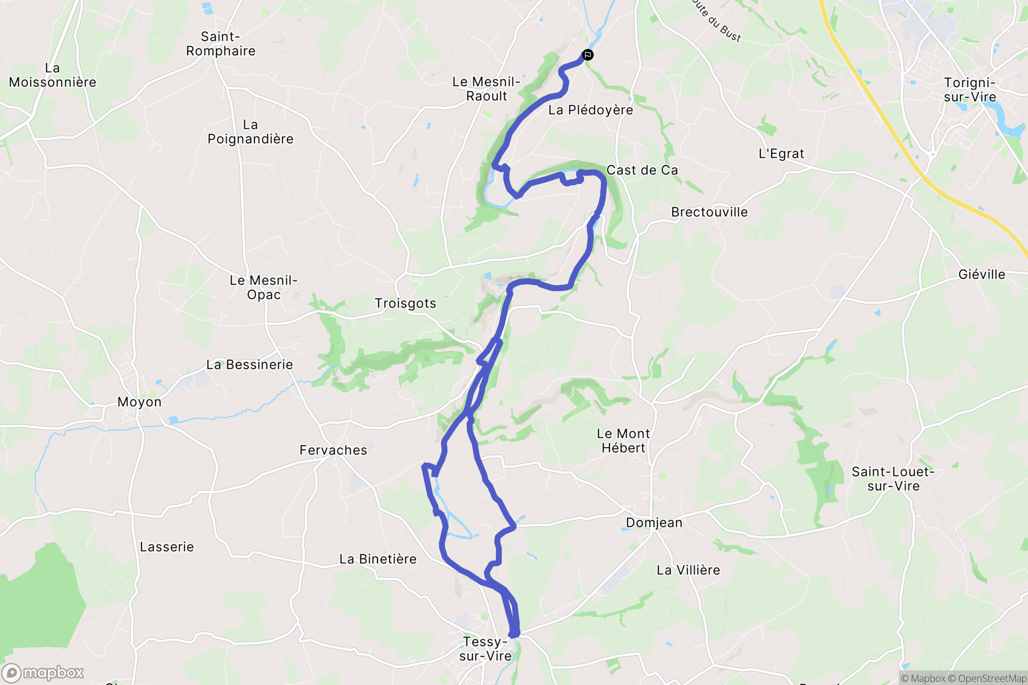 Condé-sur-Vire : carte du parcours de randonnée - France