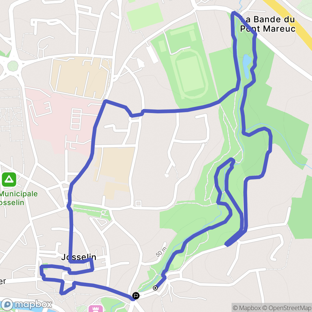 Josselin : carte du parcours de randonnée - France