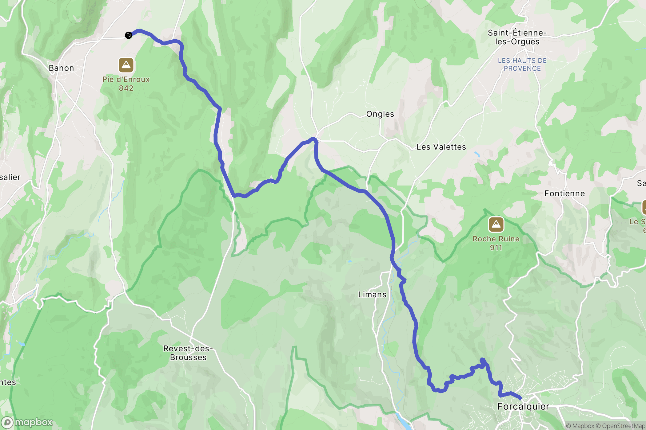 Banon : carte du parcours de randonnée - France