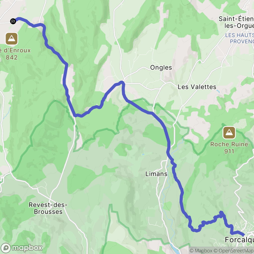 Banon : carte du parcours de randonnée - France
