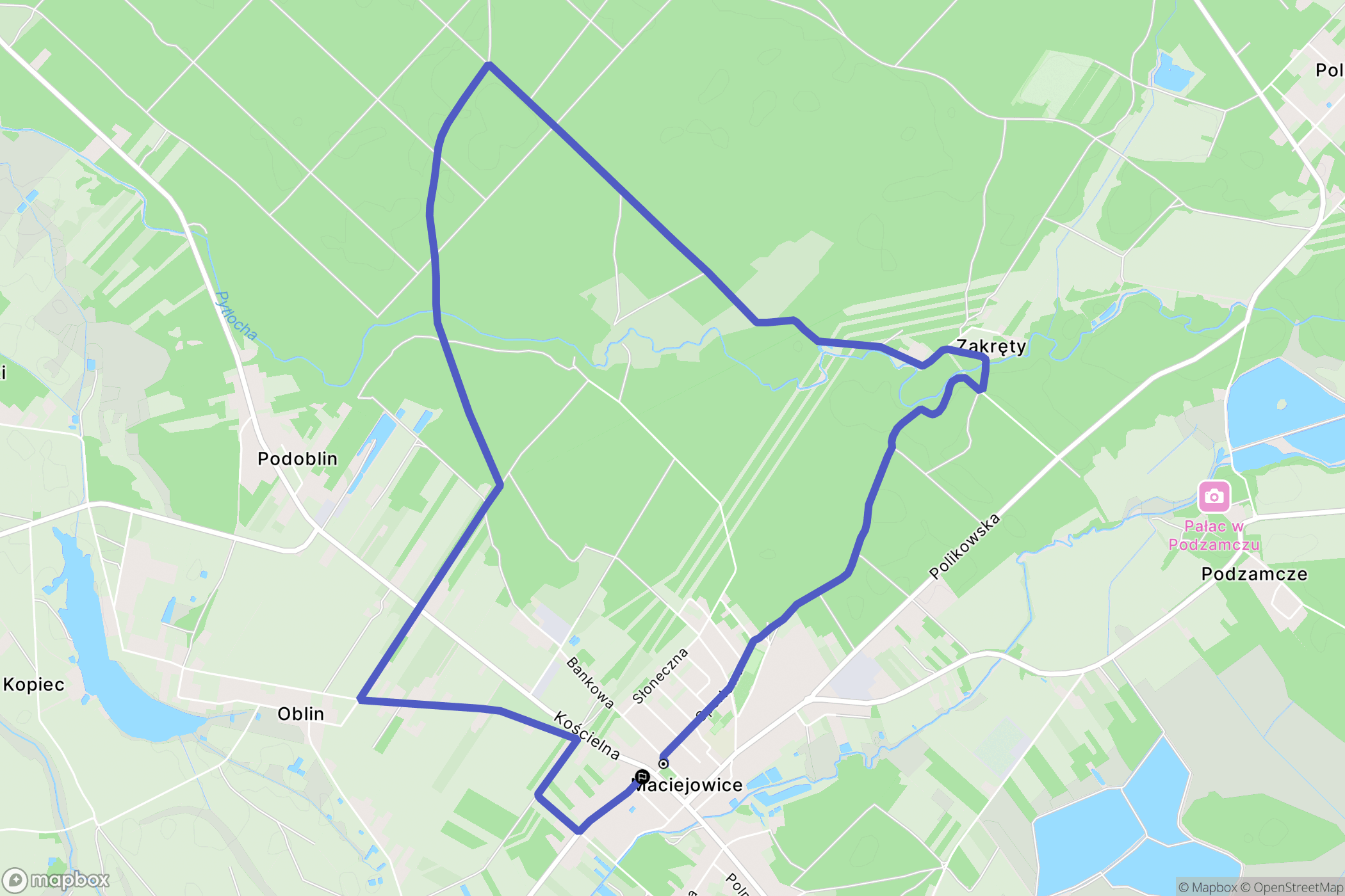 Maciejowice: mapa trasy - Poland