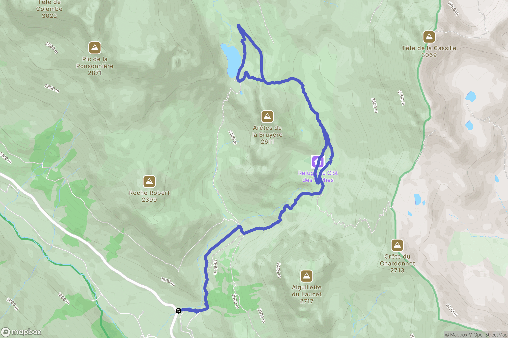 Le Monêtier-les-Bains : carte du parcours de randonnée - France