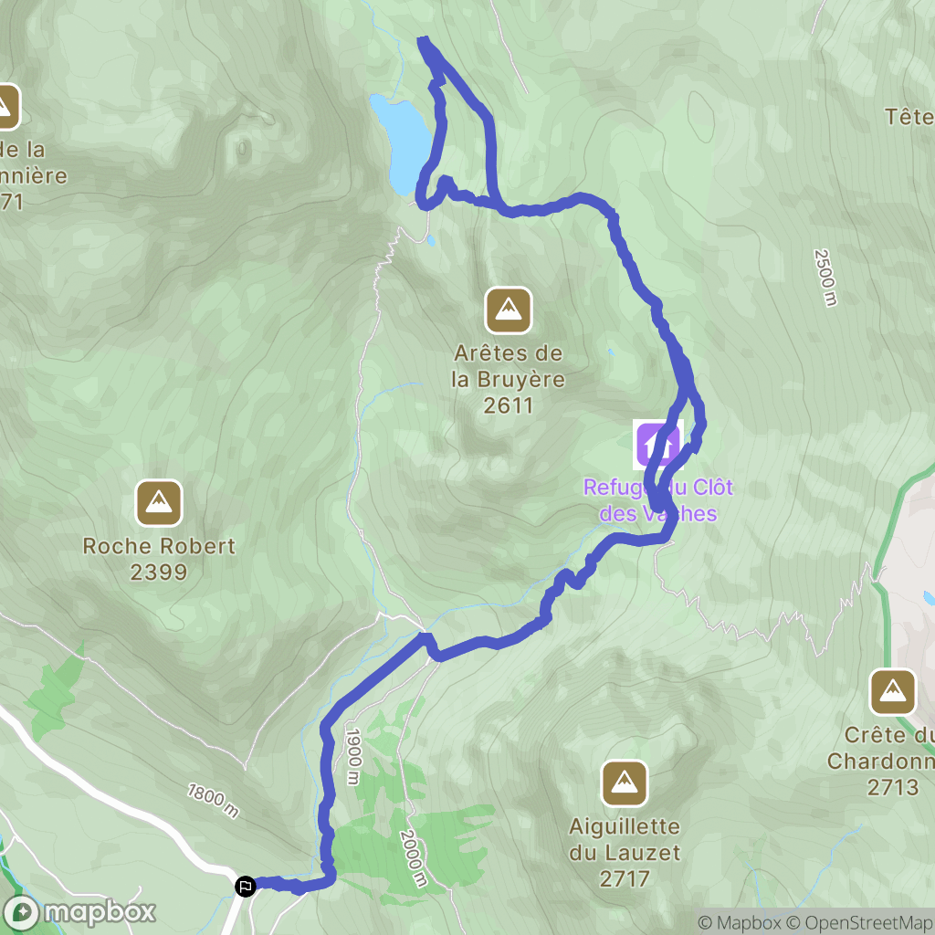 Le Monêtier-les-Bains : carte du parcours de randonnée - France