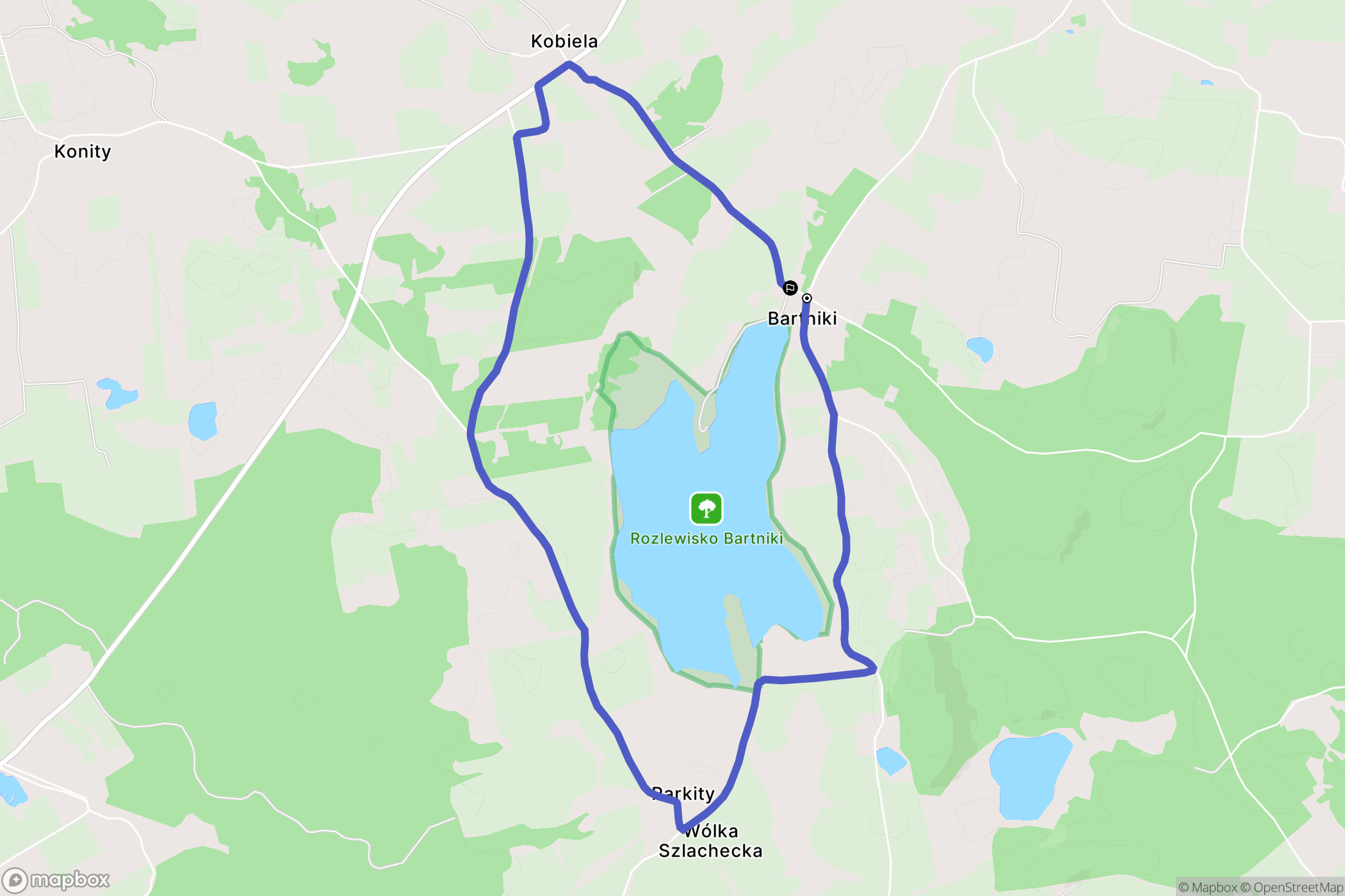 Bartniki: mapa trasy - Poland