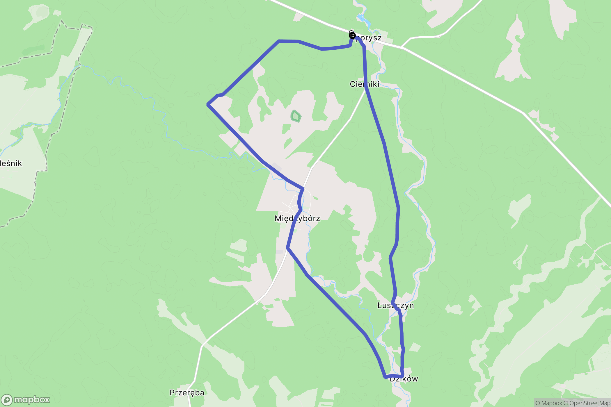 Sporysz: mapa trasy - Poland