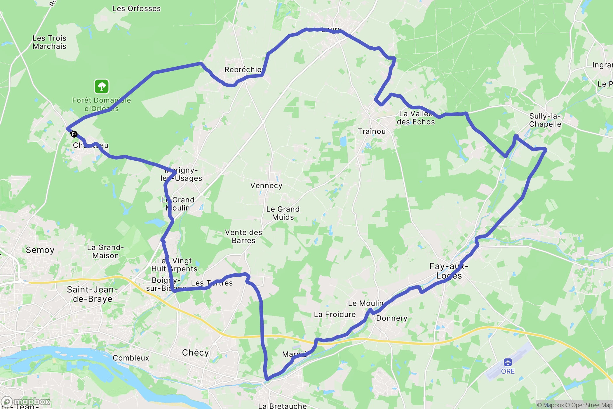 Chanteau : carte du parcours de randonnée - France