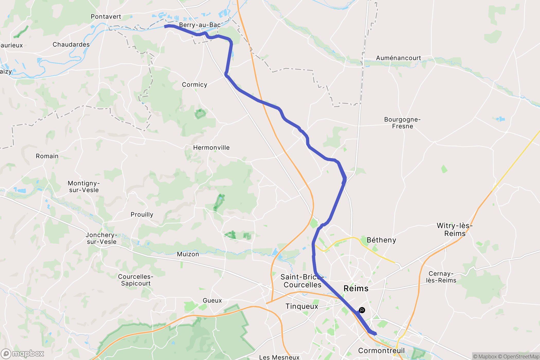 Reims : carte du parcours de randonnée - France