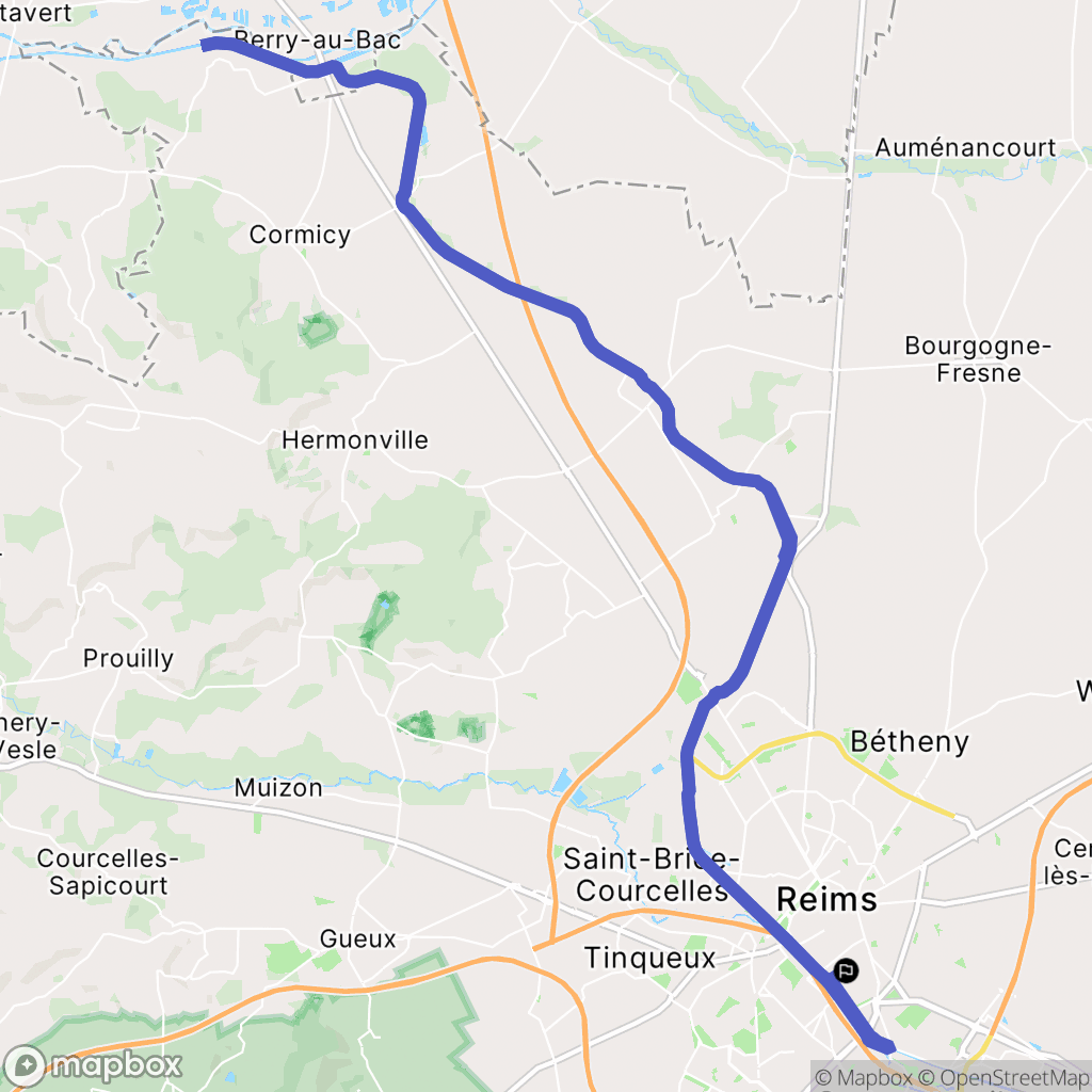 Reims : carte du parcours de randonnée - France