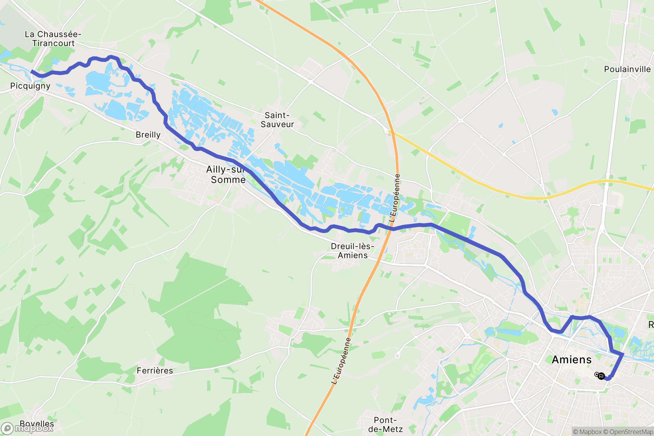 Amiens : carte du parcours de randonnée - France
