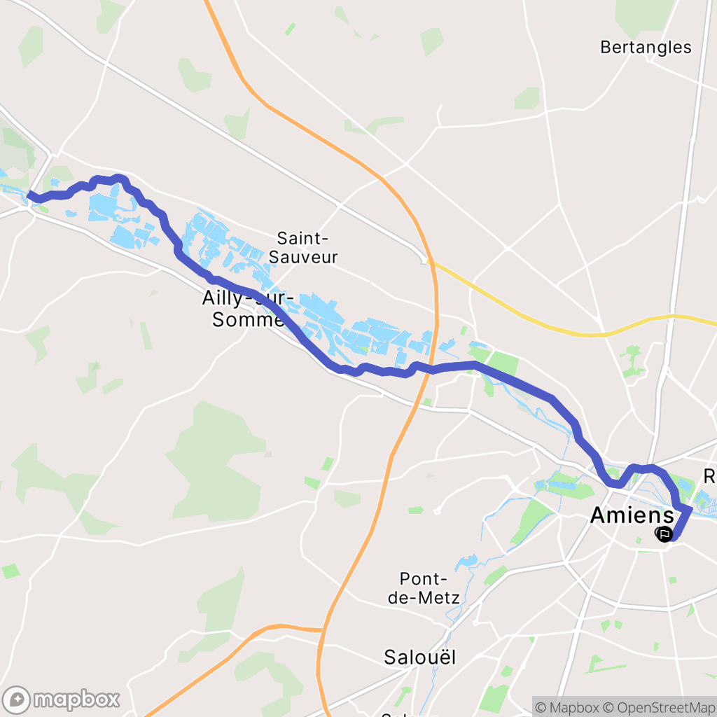 Amiens : carte du parcours de randonnée - France