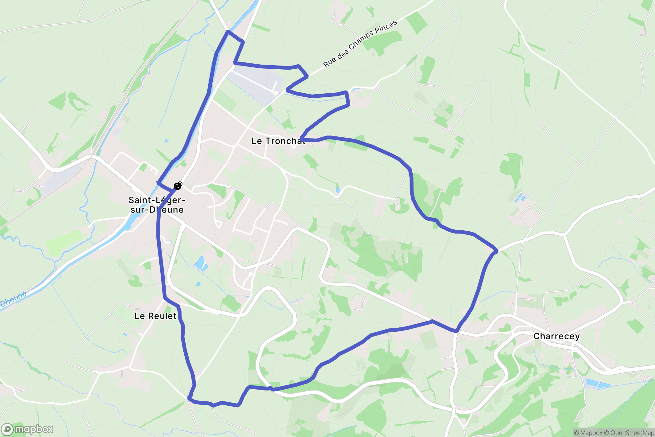 Saint-Léger-sur-Dheune : carte du parcours de randonnée - France