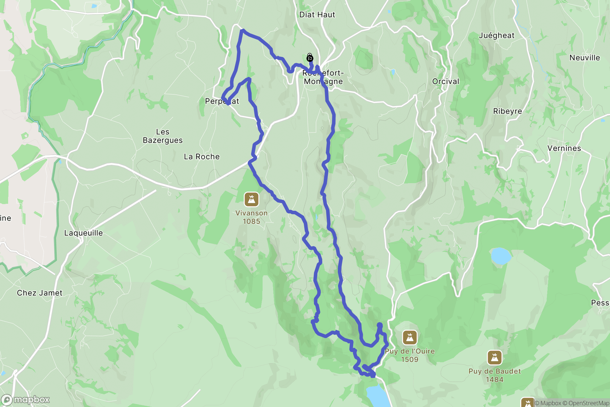 Rochefort-Montagne : carte du parcours de randonnée - France