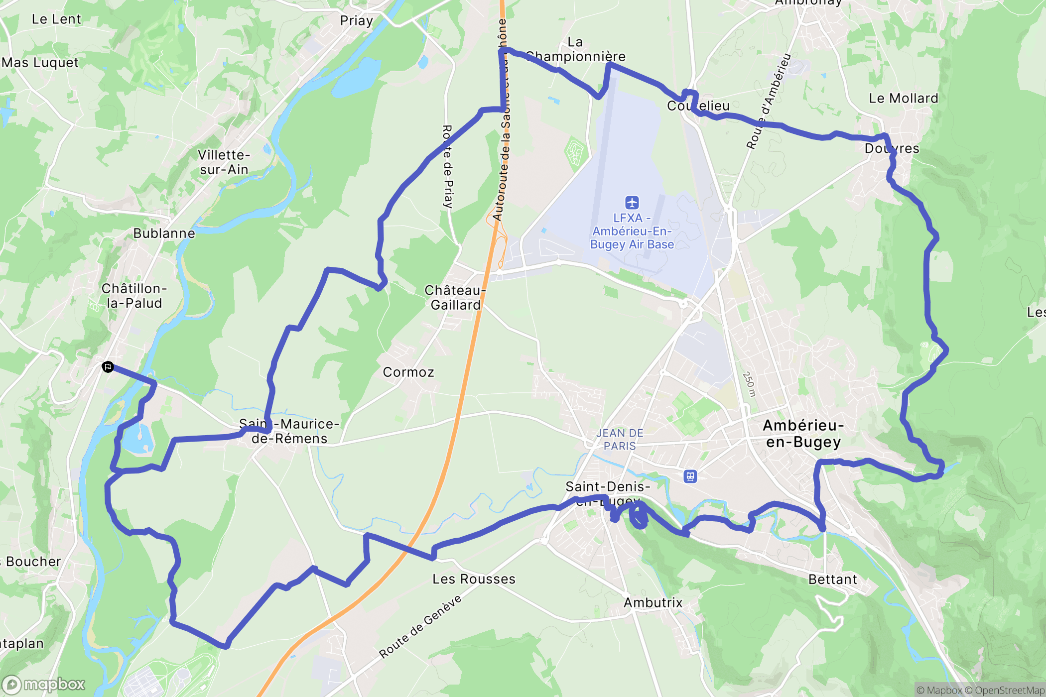 Châtillon-la-Palud : carte du parcours de randonnée - France