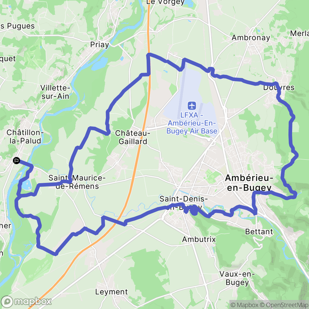 Châtillon-la-Palud : carte du parcours de randonnée - France