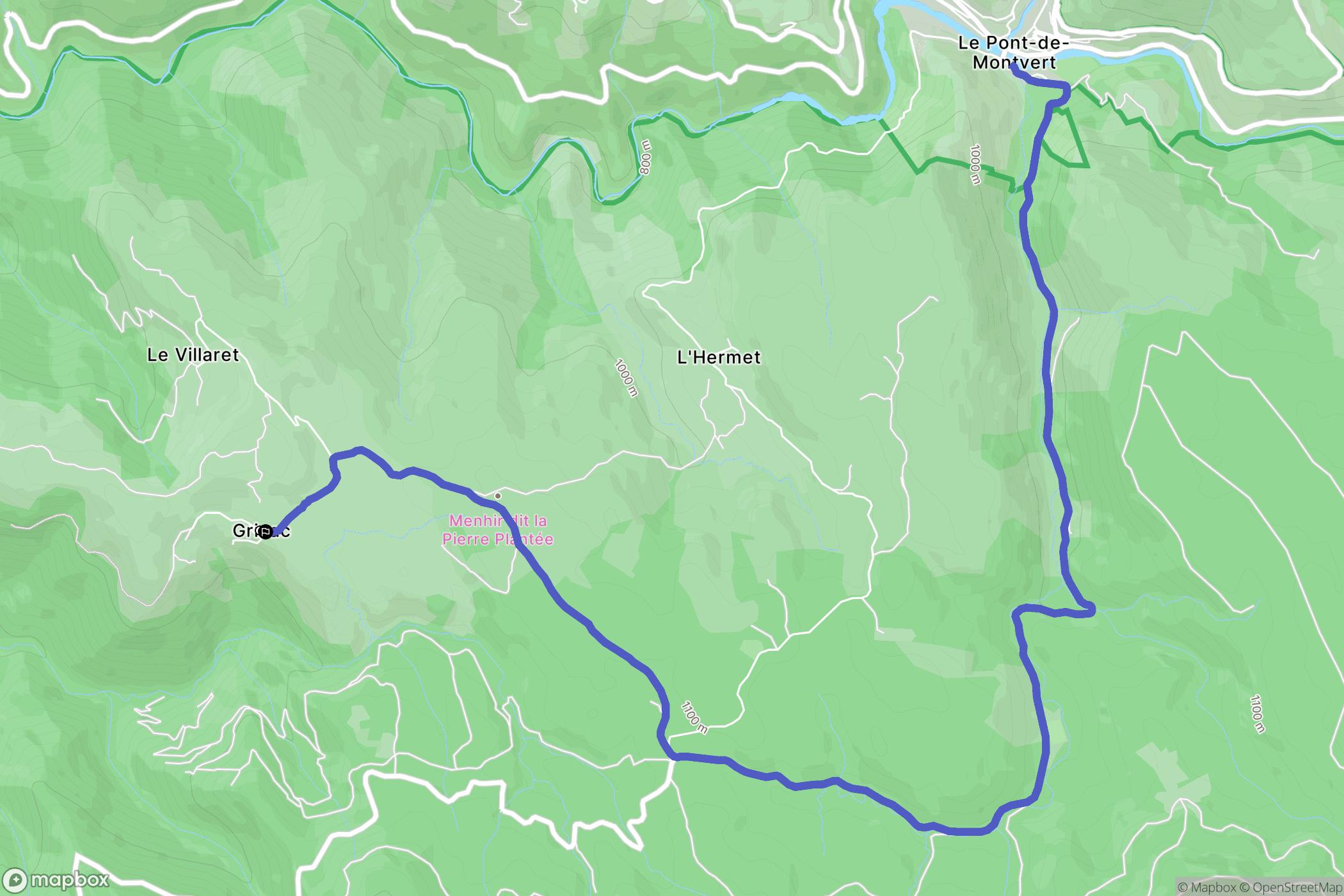 Pont-de-Montvert-Sud-Mont-Lozère : carte du parcours de randonnée - France