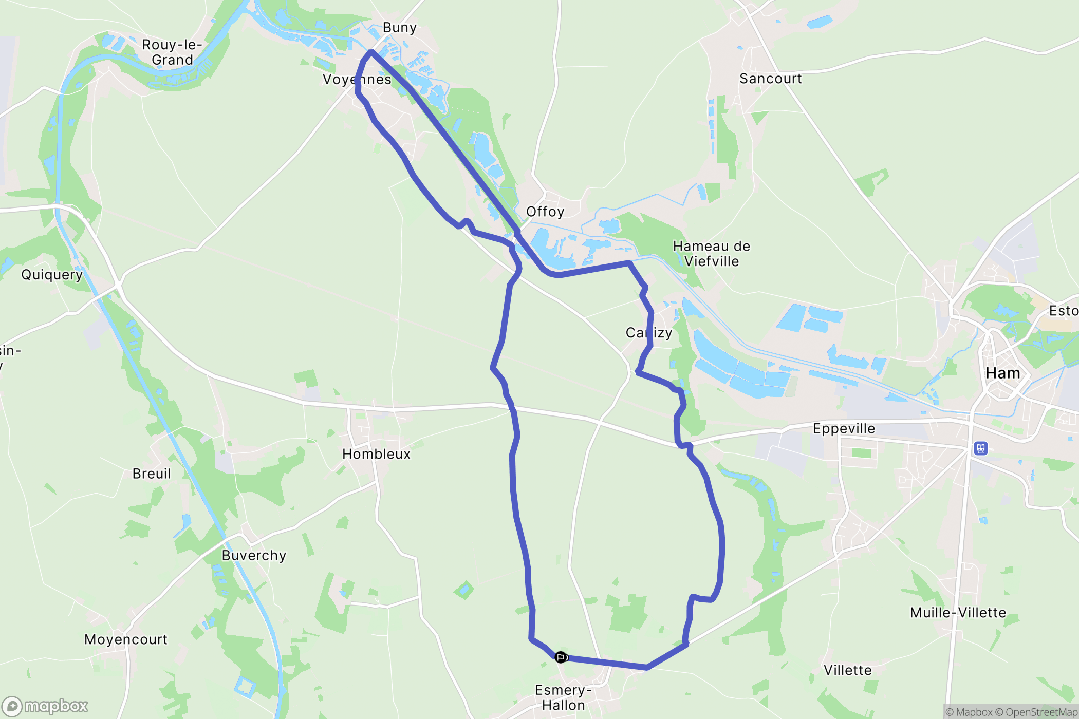 Esmery-Hallon : carte du parcours de randonnée - France