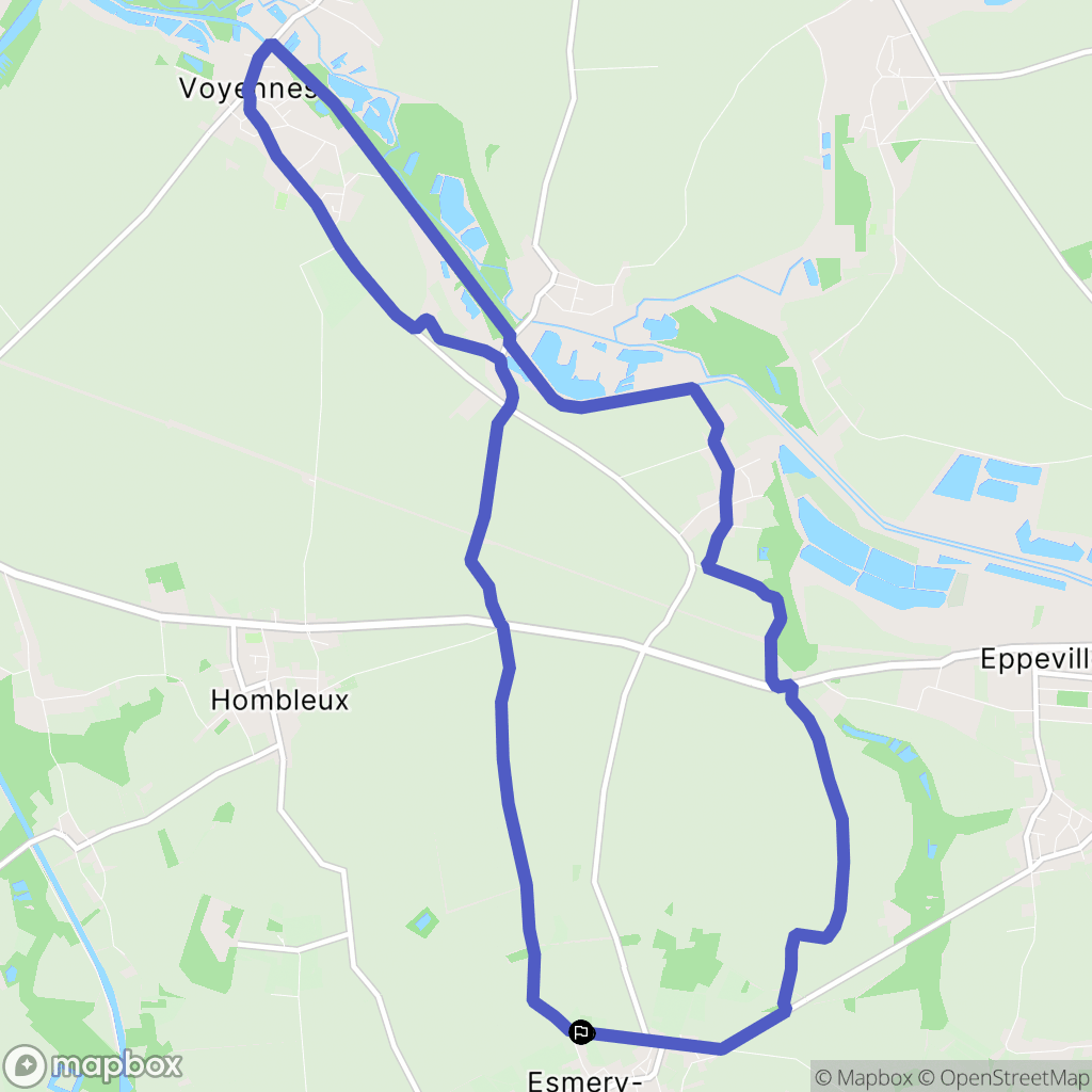 Esmery-Hallon : carte du parcours de randonnée - France