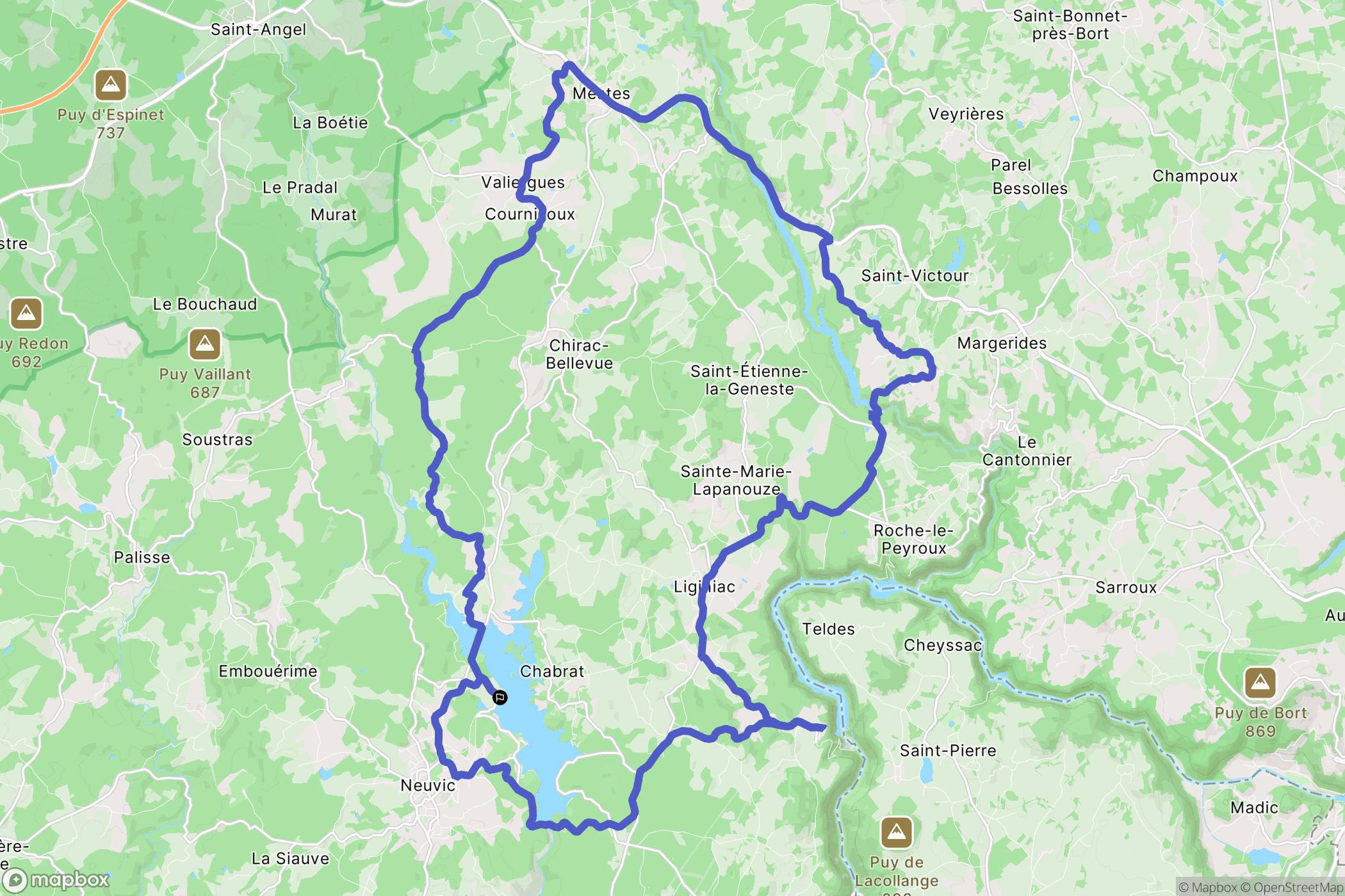 Neuvic : carte du parcours de randonnée - France