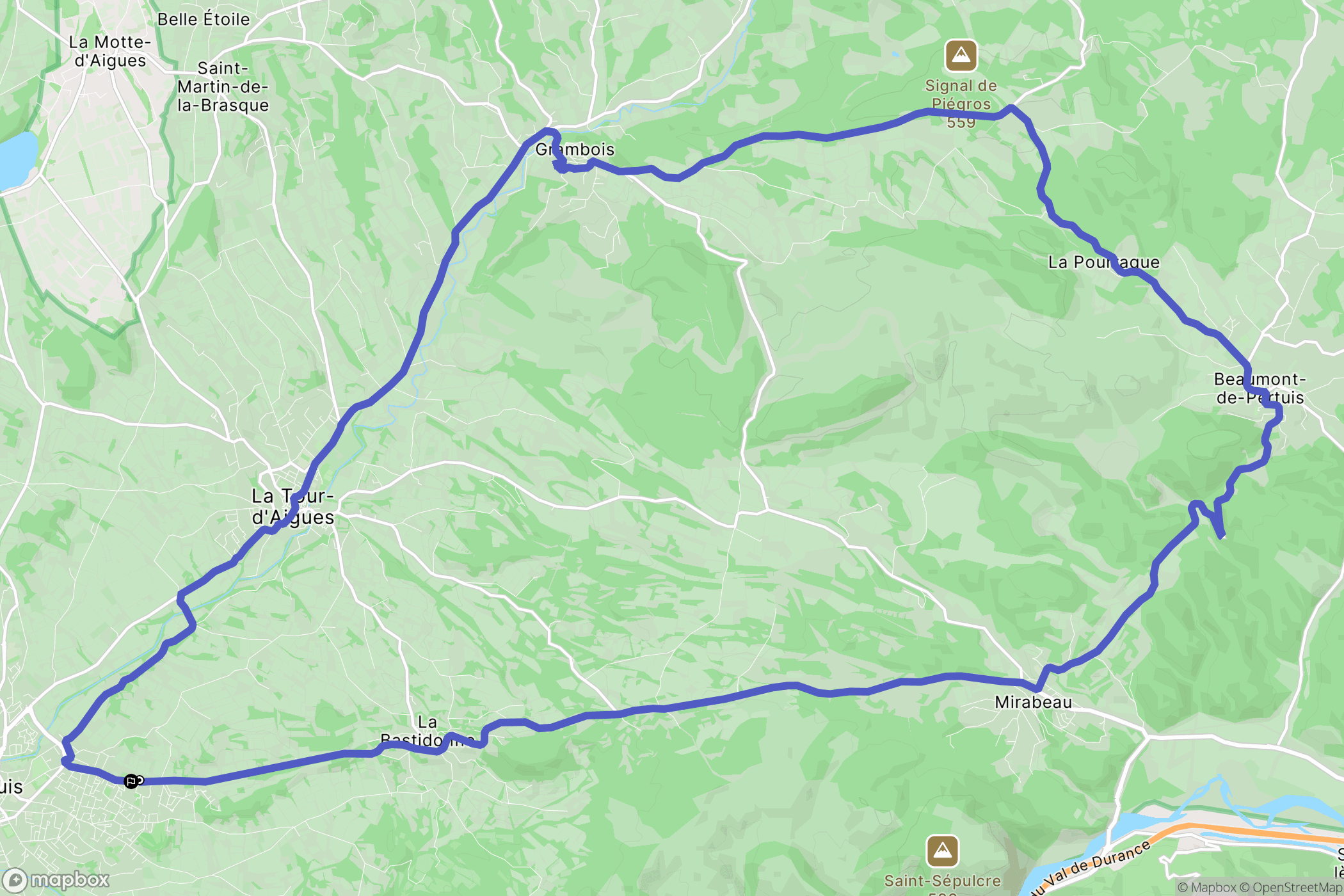 Pertuis : carte du parcours de randonnée - France